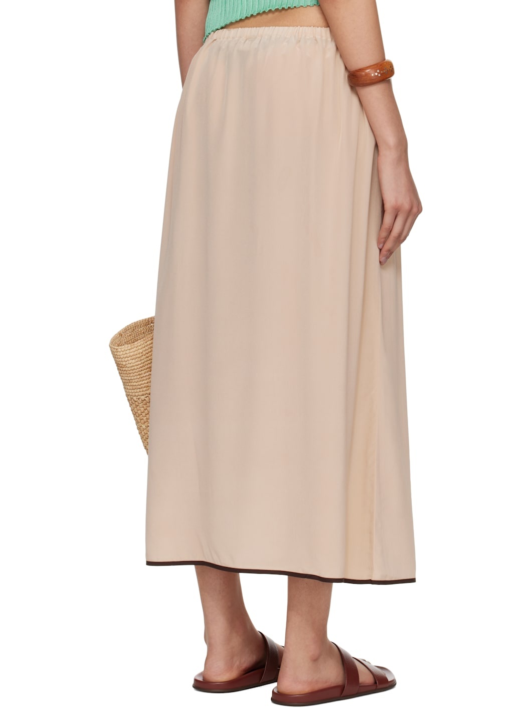 SSENSE Exclusive Pink Silk Maxi Skirt - 3