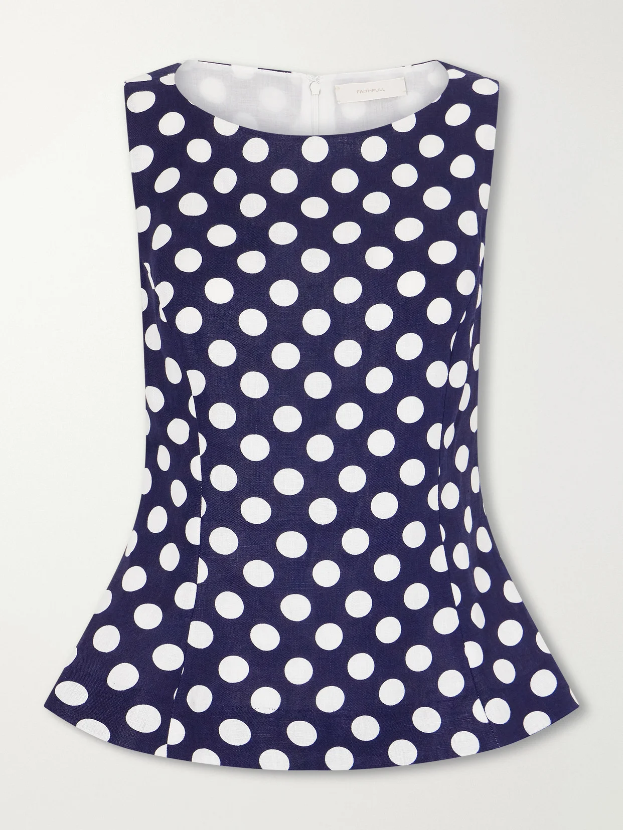 Ana Peplum Polka-dot Linen Top - 1