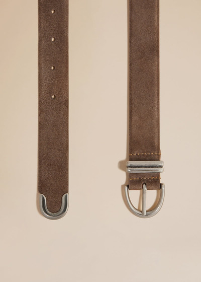 KHAITE The Bambi Belt in Toffee Suede with Silver outlook