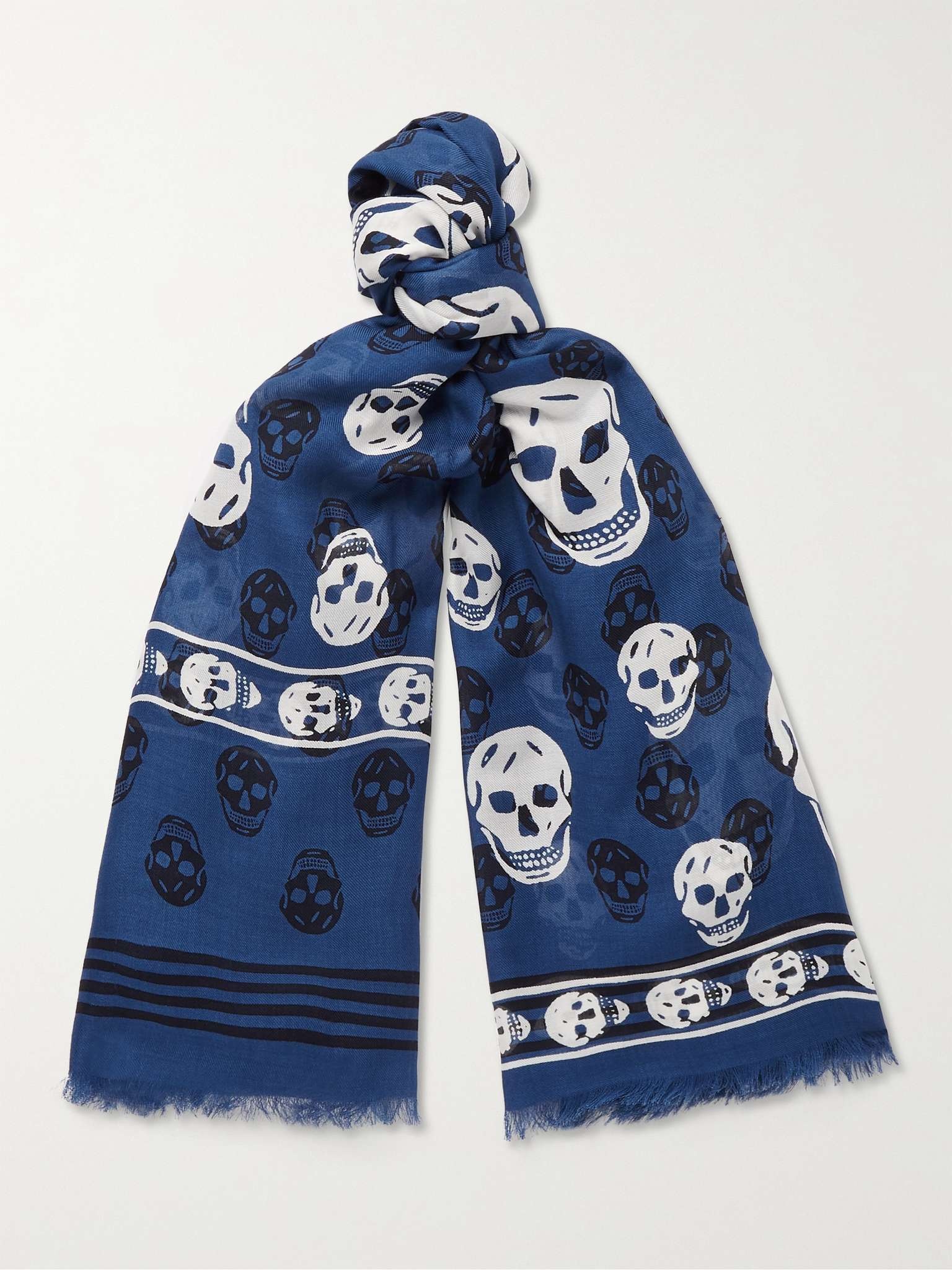 Fringed Logo-Print Modal Scarf - 1