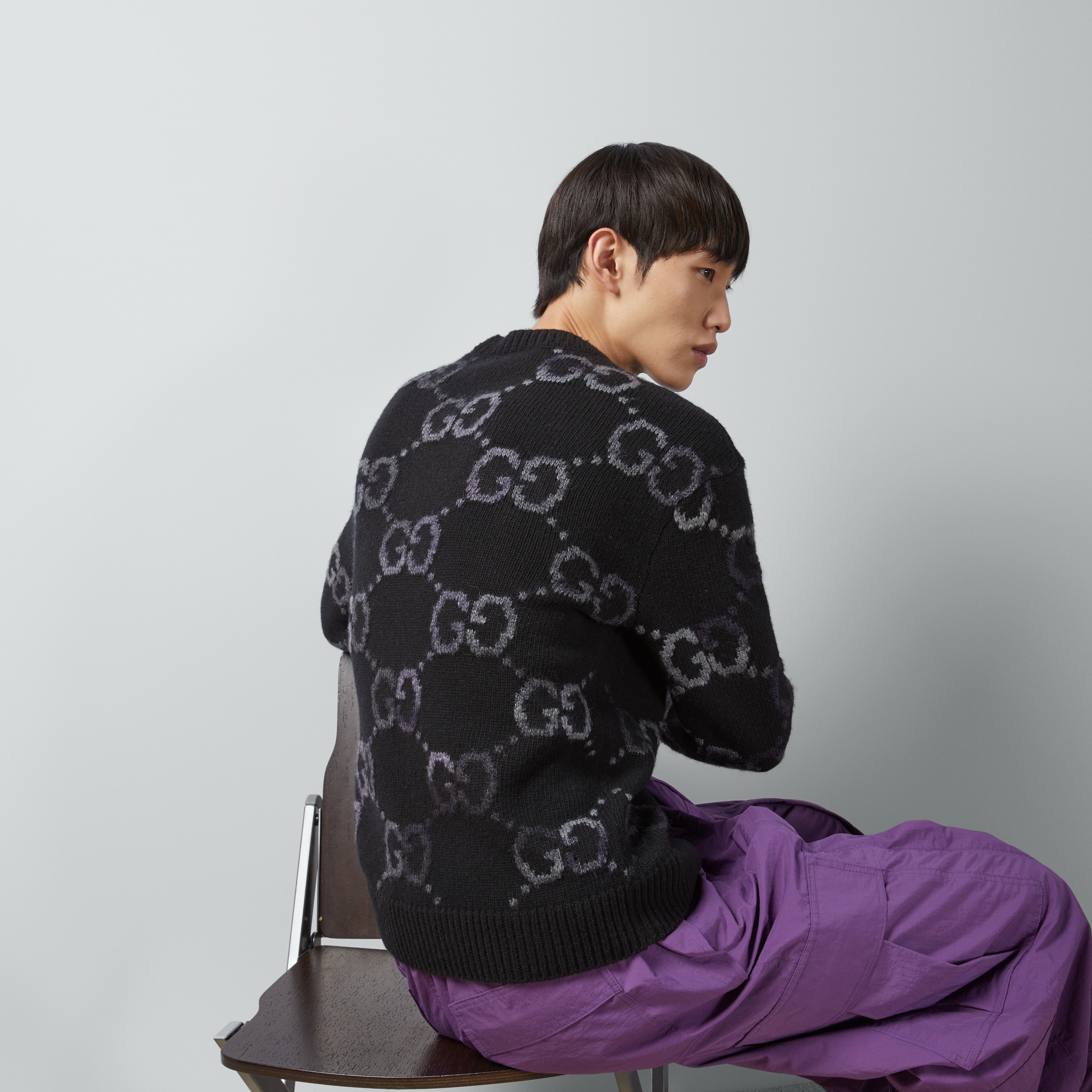 Wool sweater with GG intarsia - 6