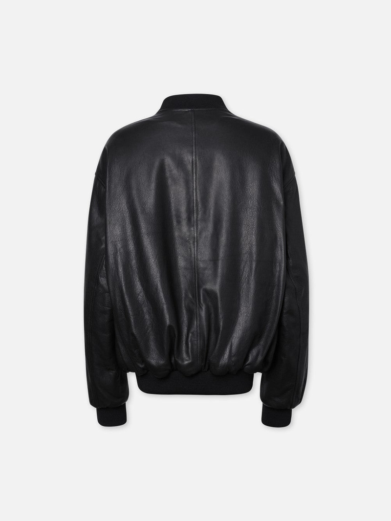Oversized Leather Bomber in Black 3