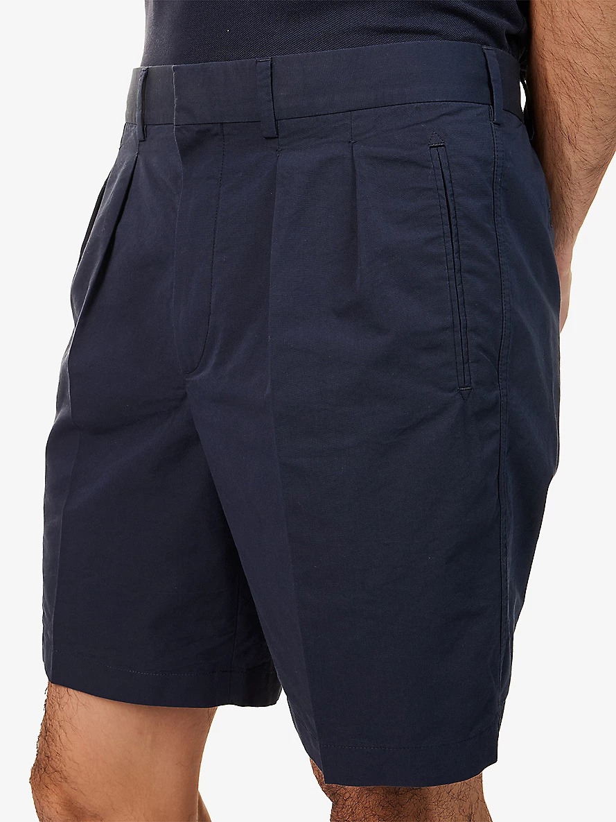 Regular-Fit Pleated Cotton-Blend Shorts - 5