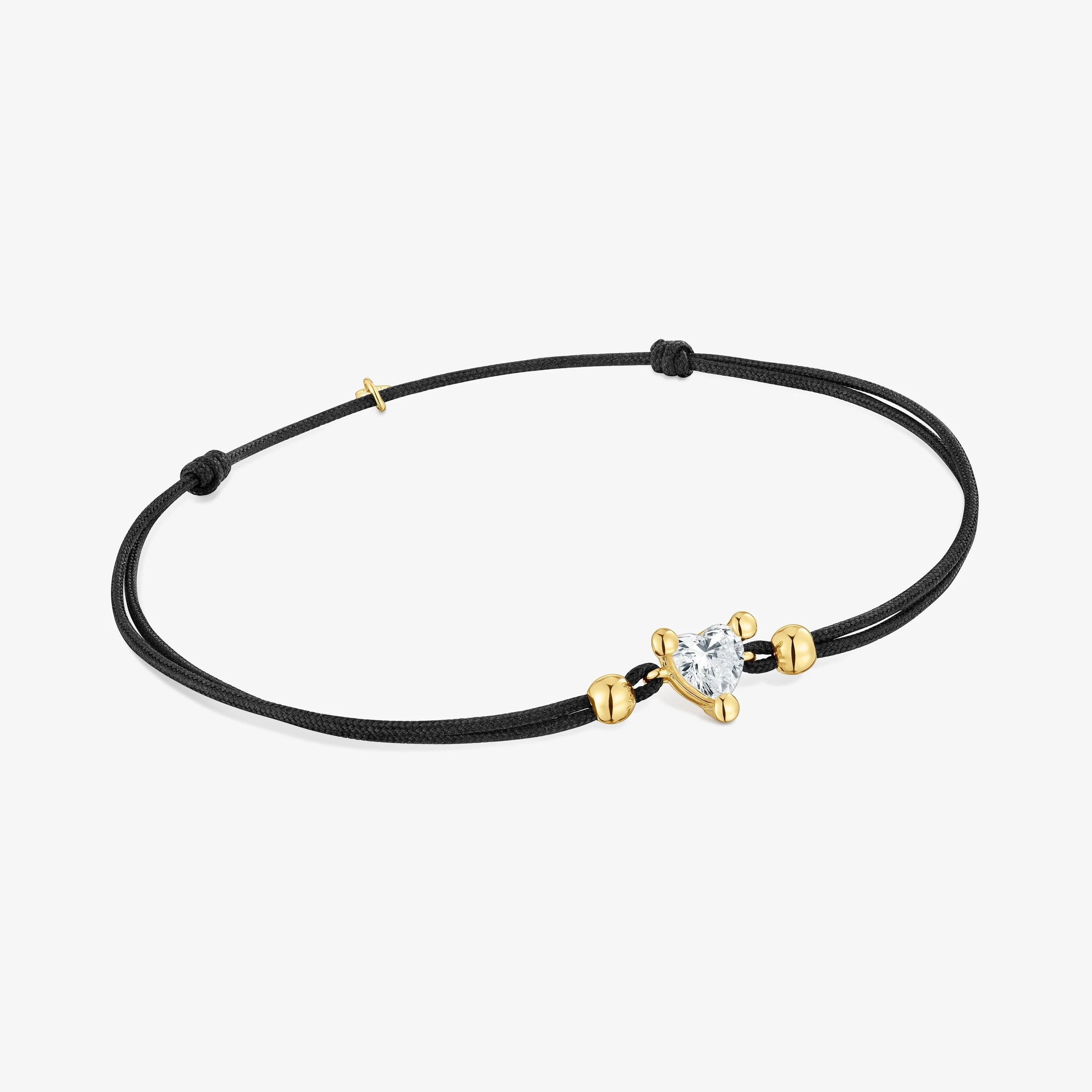 18K solid gold Bracelet with lab-grown diamond and black nylon Garden Of Love LGD - 1