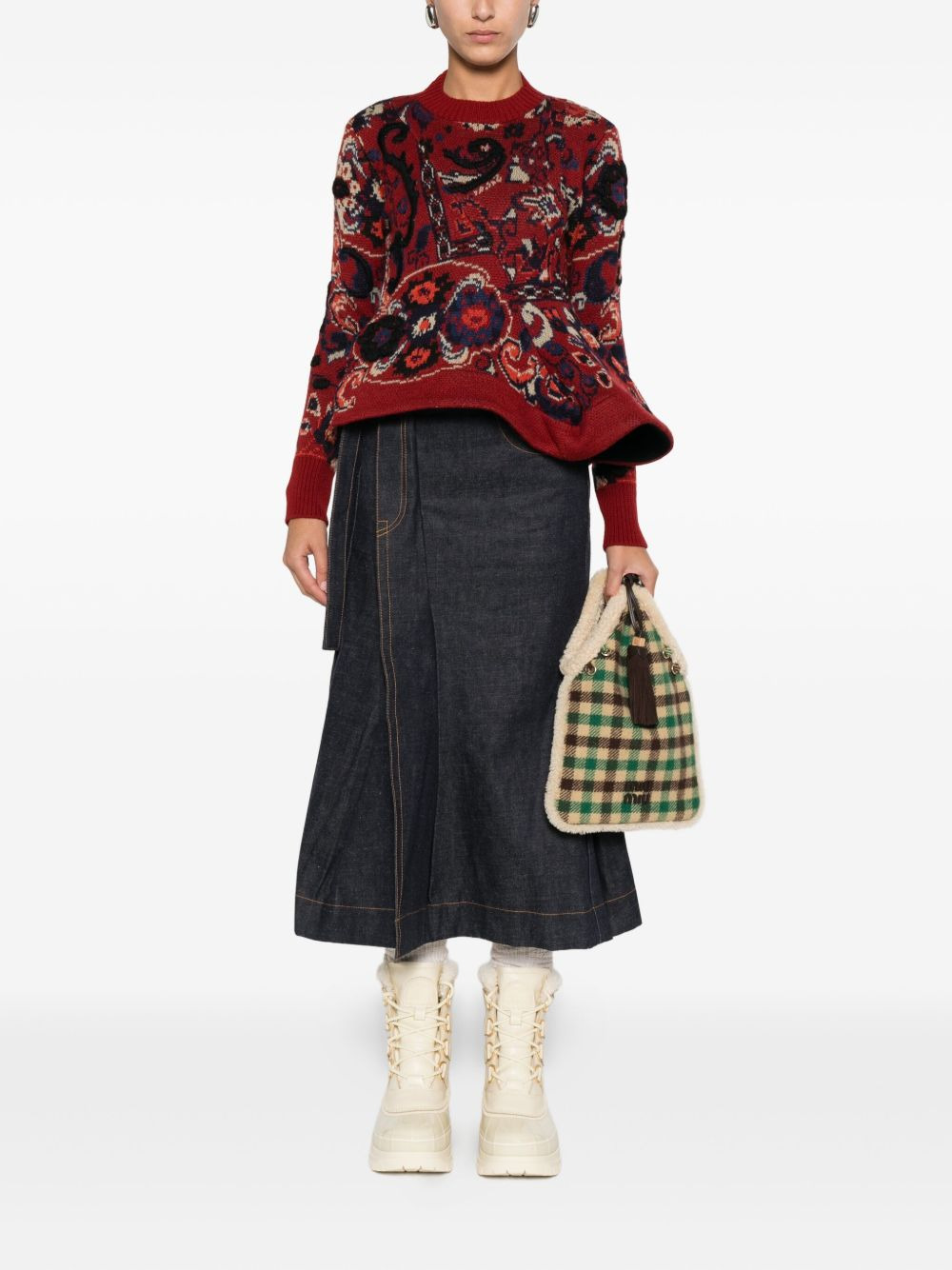 belted pleated denim skirt - 2