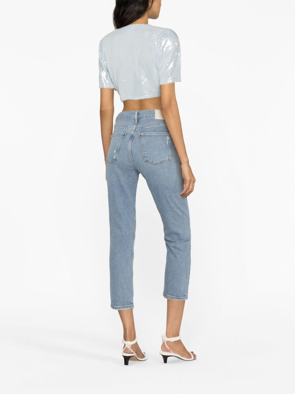 sequin-embellished cropped blouse - 3