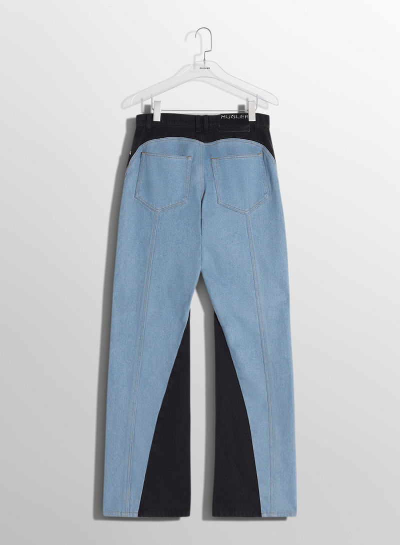 MUGLER blue bi-color straight leg jeans outlook