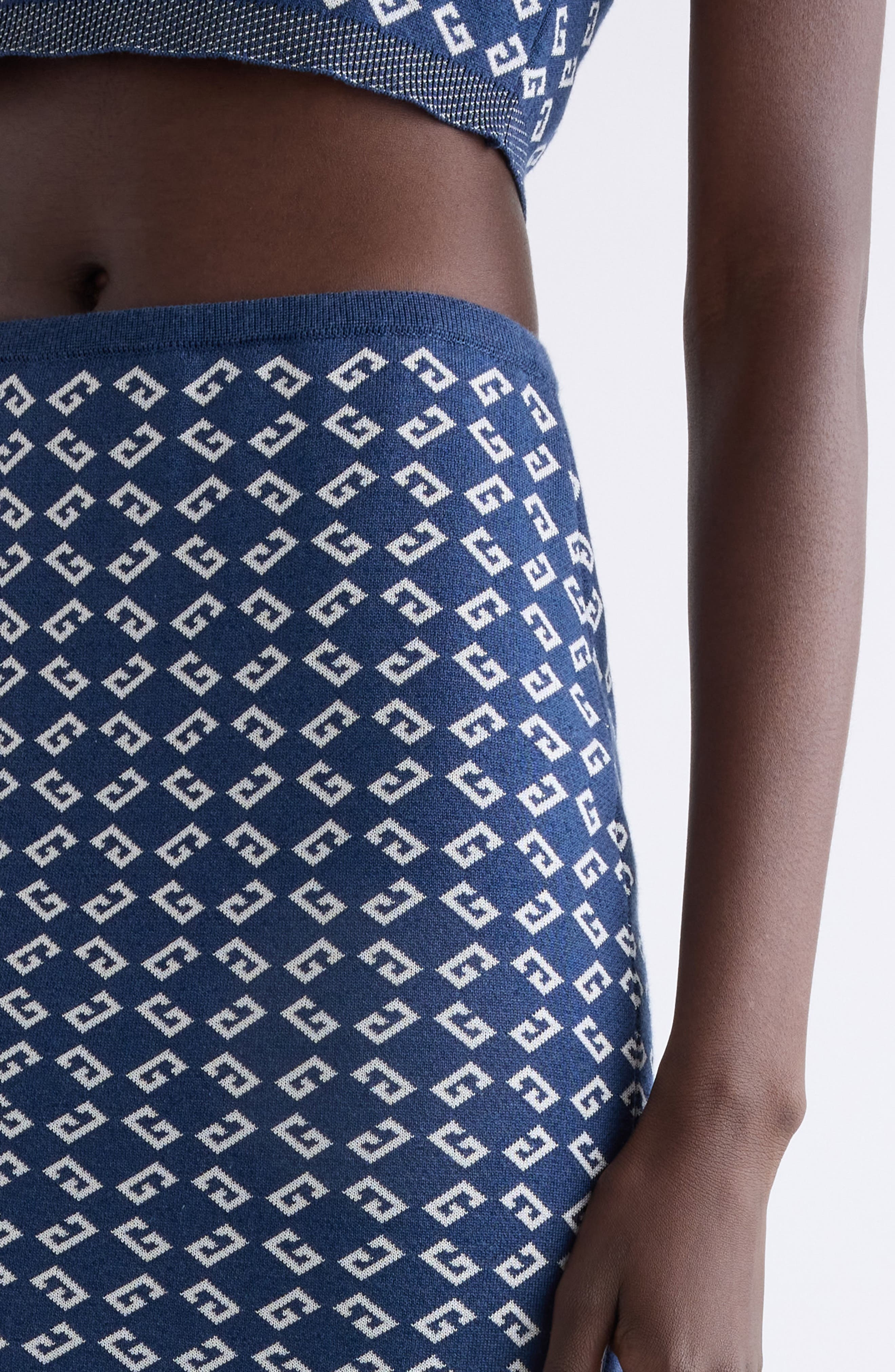 Givenchy Monogram 72 Jacquard High Waist Midi Skirt in Denim Blue at Nordstrom - 5