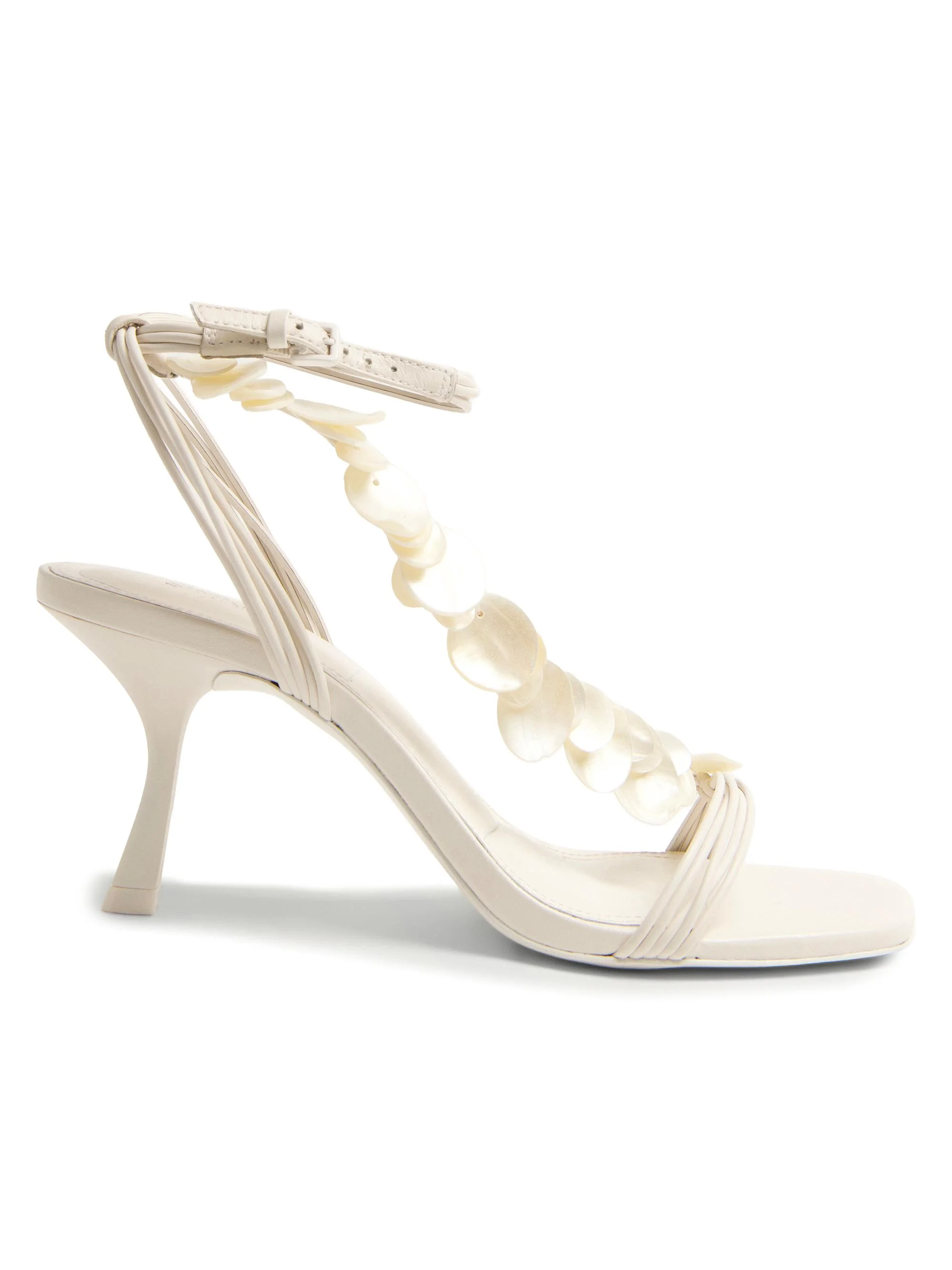 Women's Elin Beaded Leather Sandals - Alabaster - 1