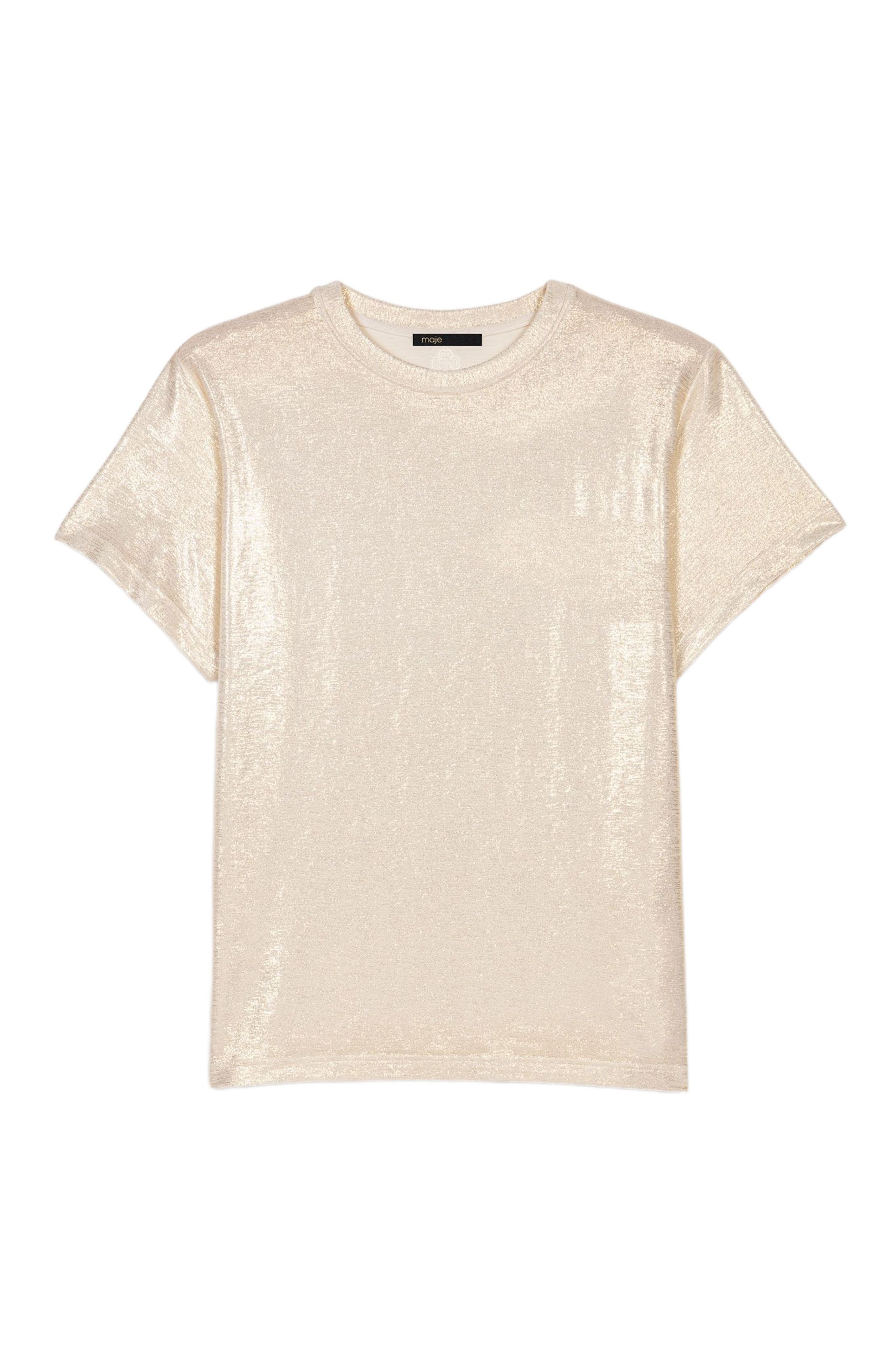 maje Metallic T-shirt in Gold at Nordstrom - 6