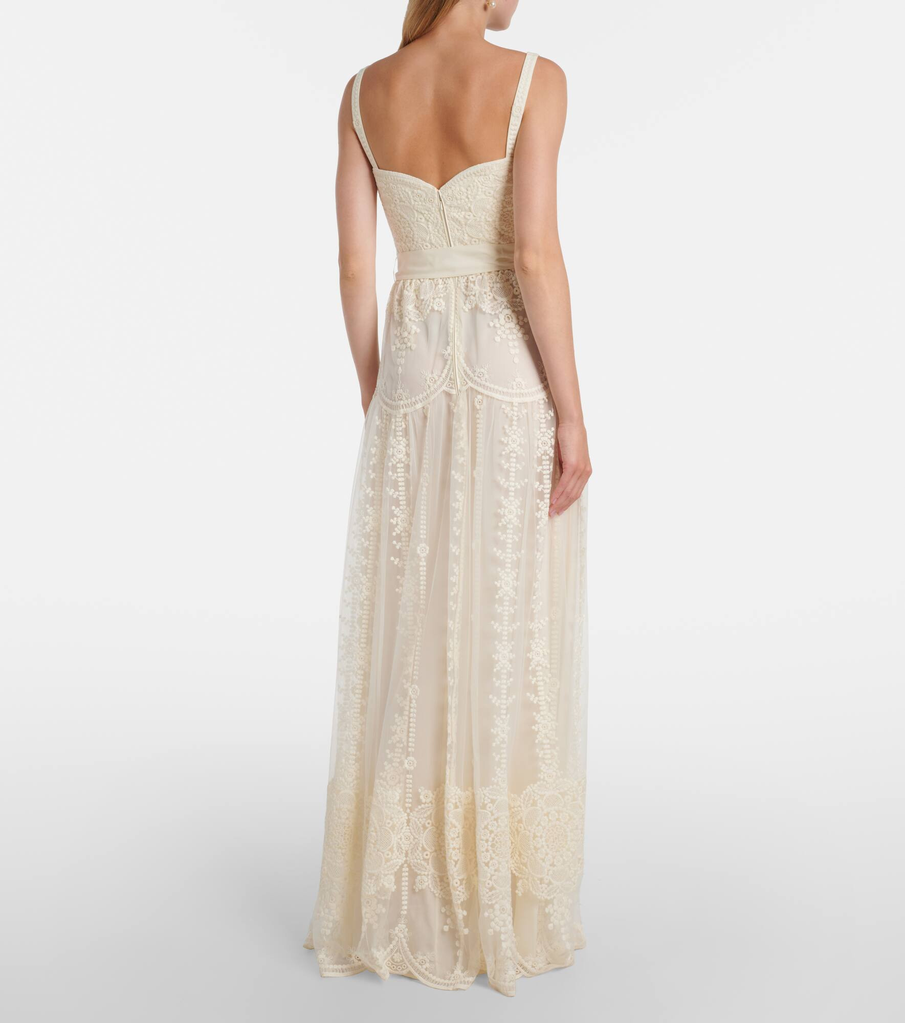 Embroidered tulle bustier gown - 3