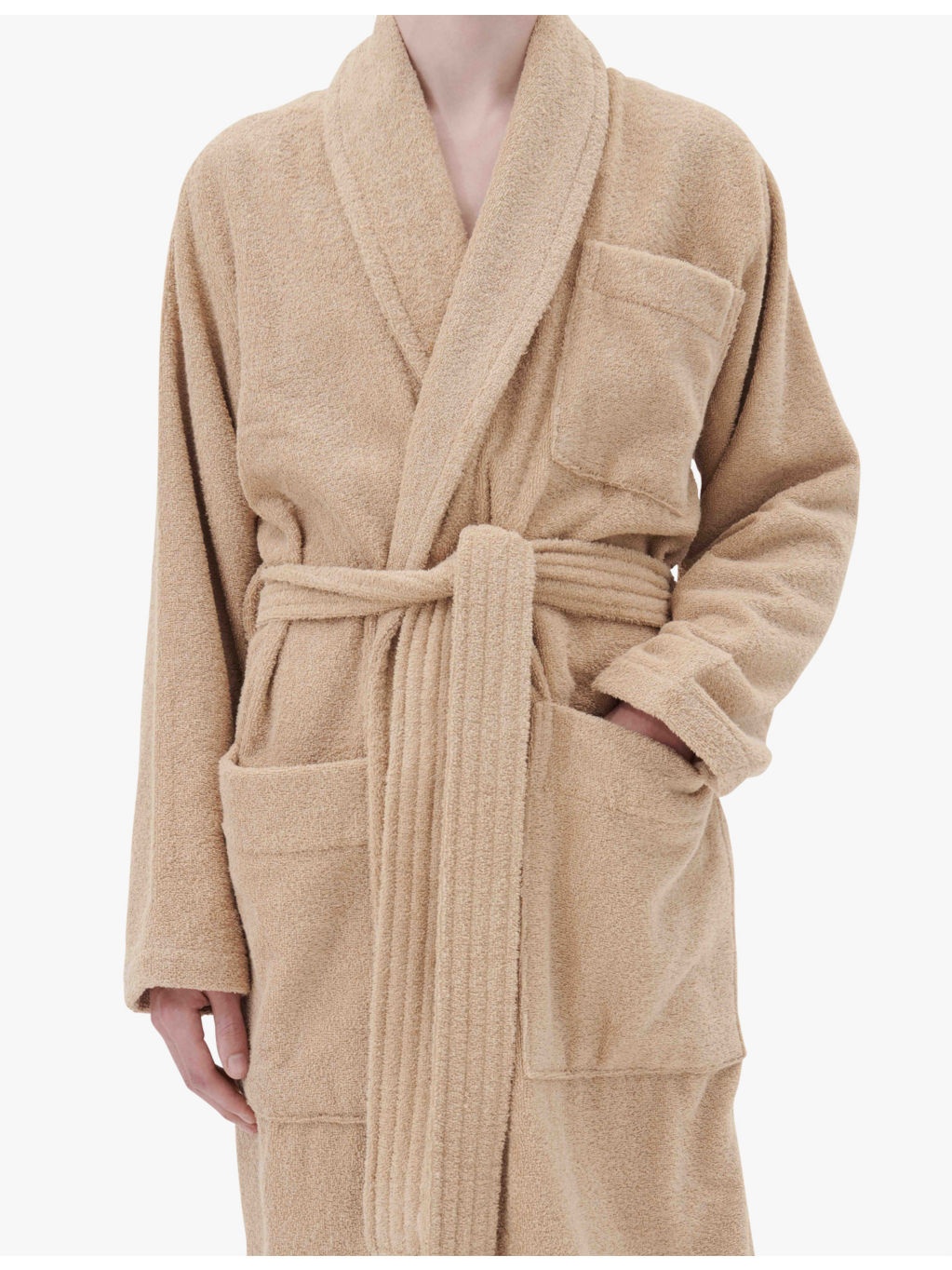 Shawl-collar removable-belt organic-cotton robe - 6