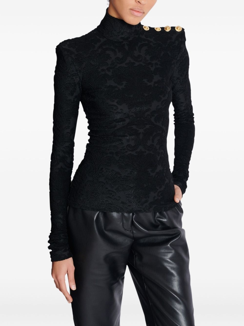 baroque-pattern long-sleeved top - 5