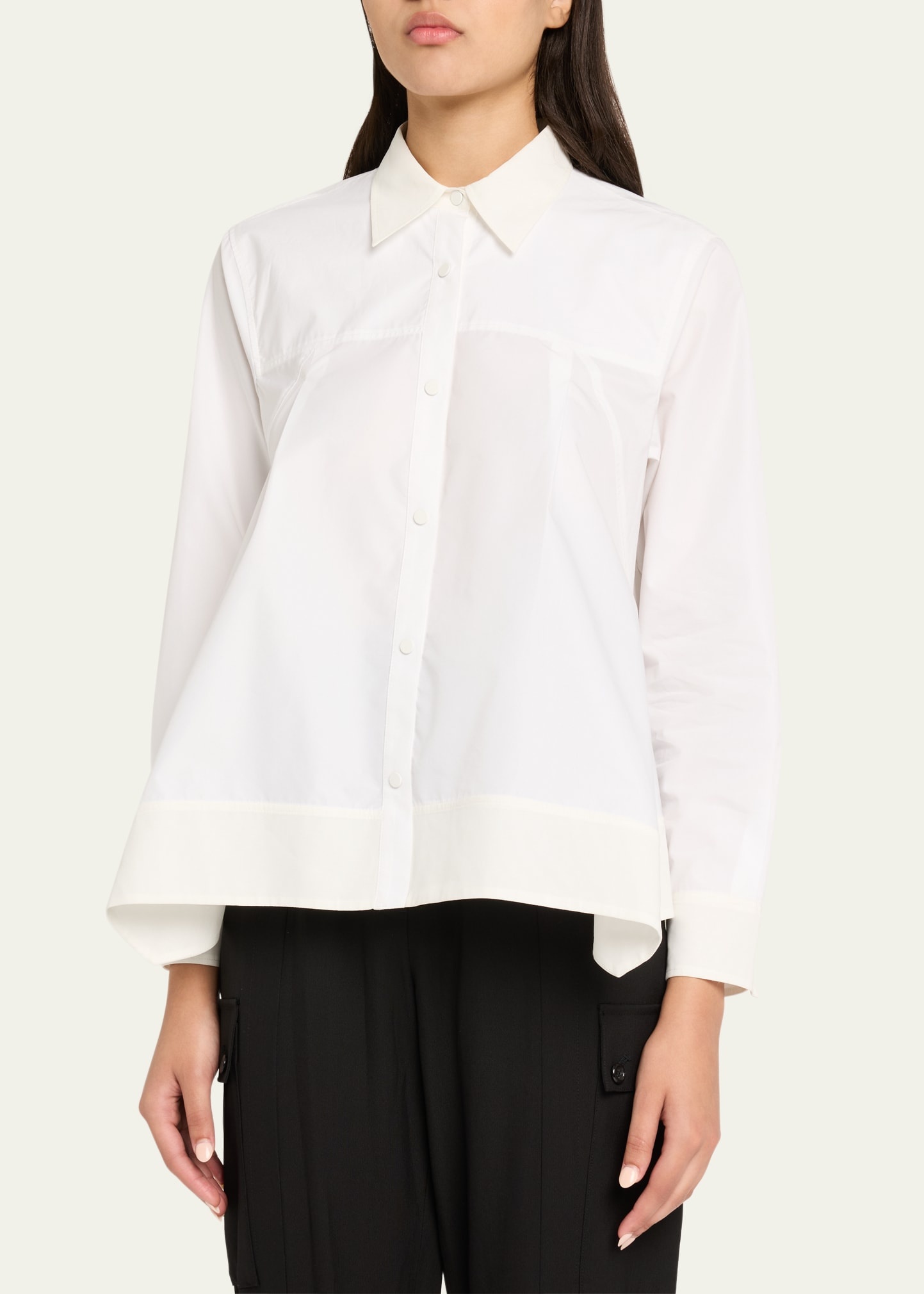 Flounce-Hem Long-Sleeve Shirt - 4