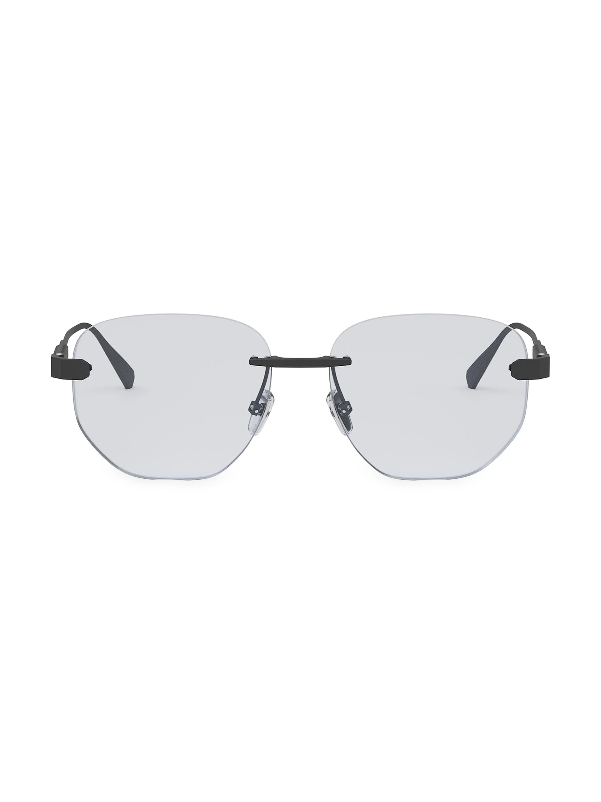 Men's Octo Finissimo Geometric Eyeglasses - Black Grey - 1