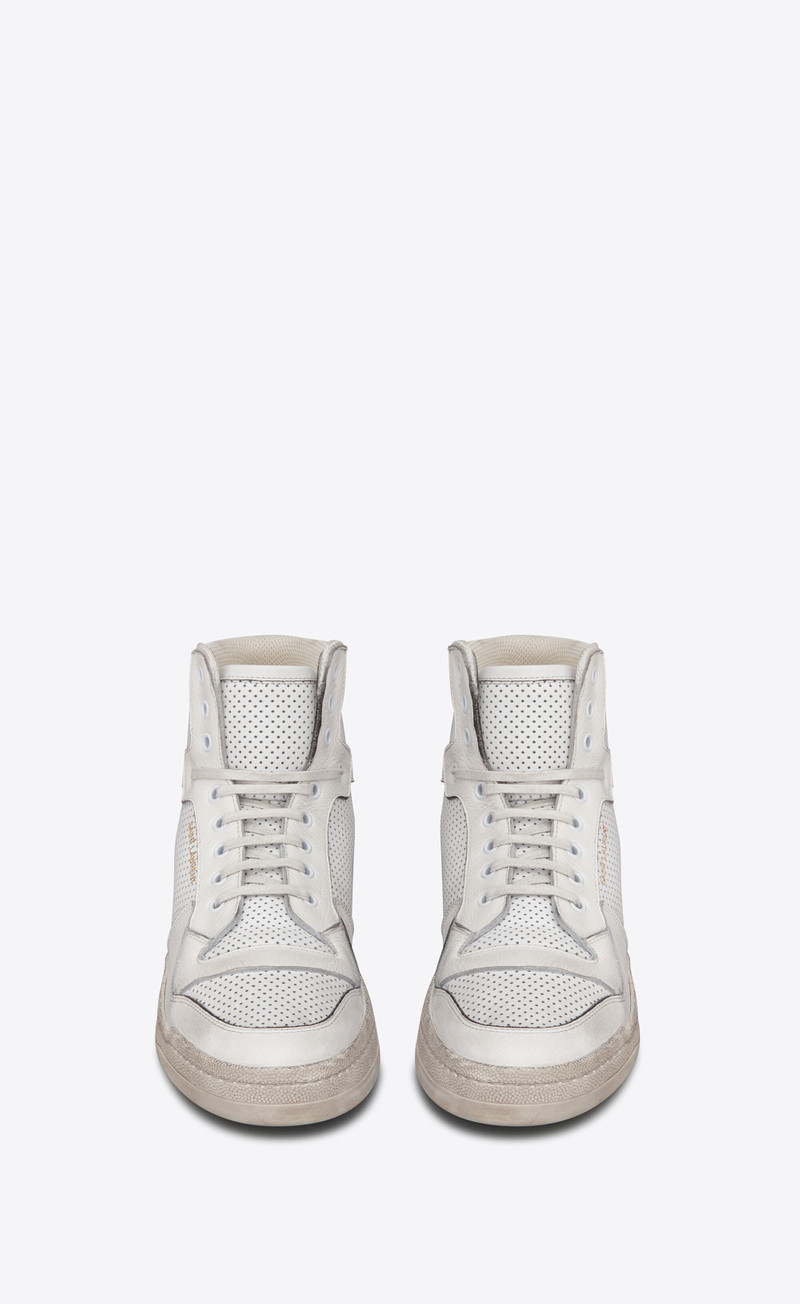 SAINT LAURENT sl24 mid-top sneakers in used-look leather outlook