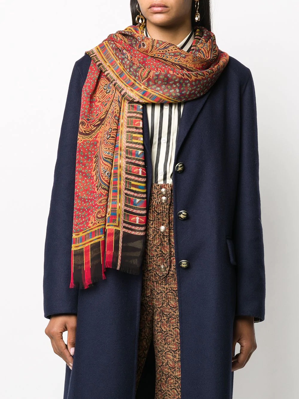 paisley-print frayed scarf - 2