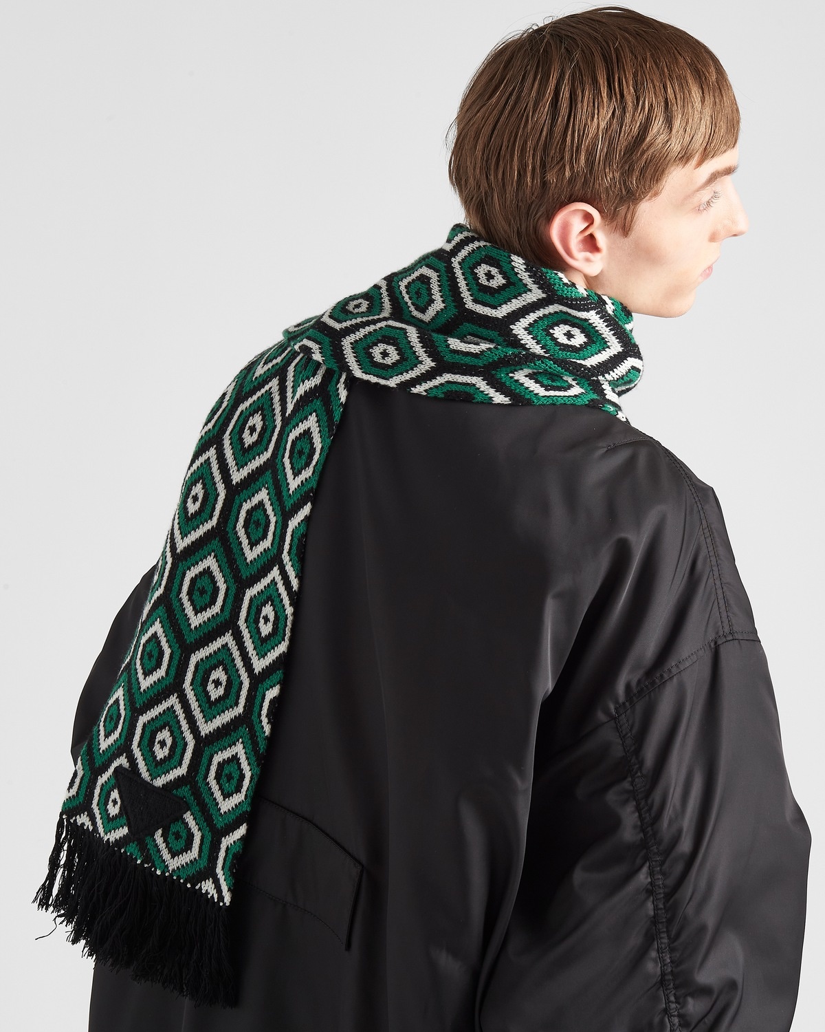 Wool and cashmere jacquard scarf - 3