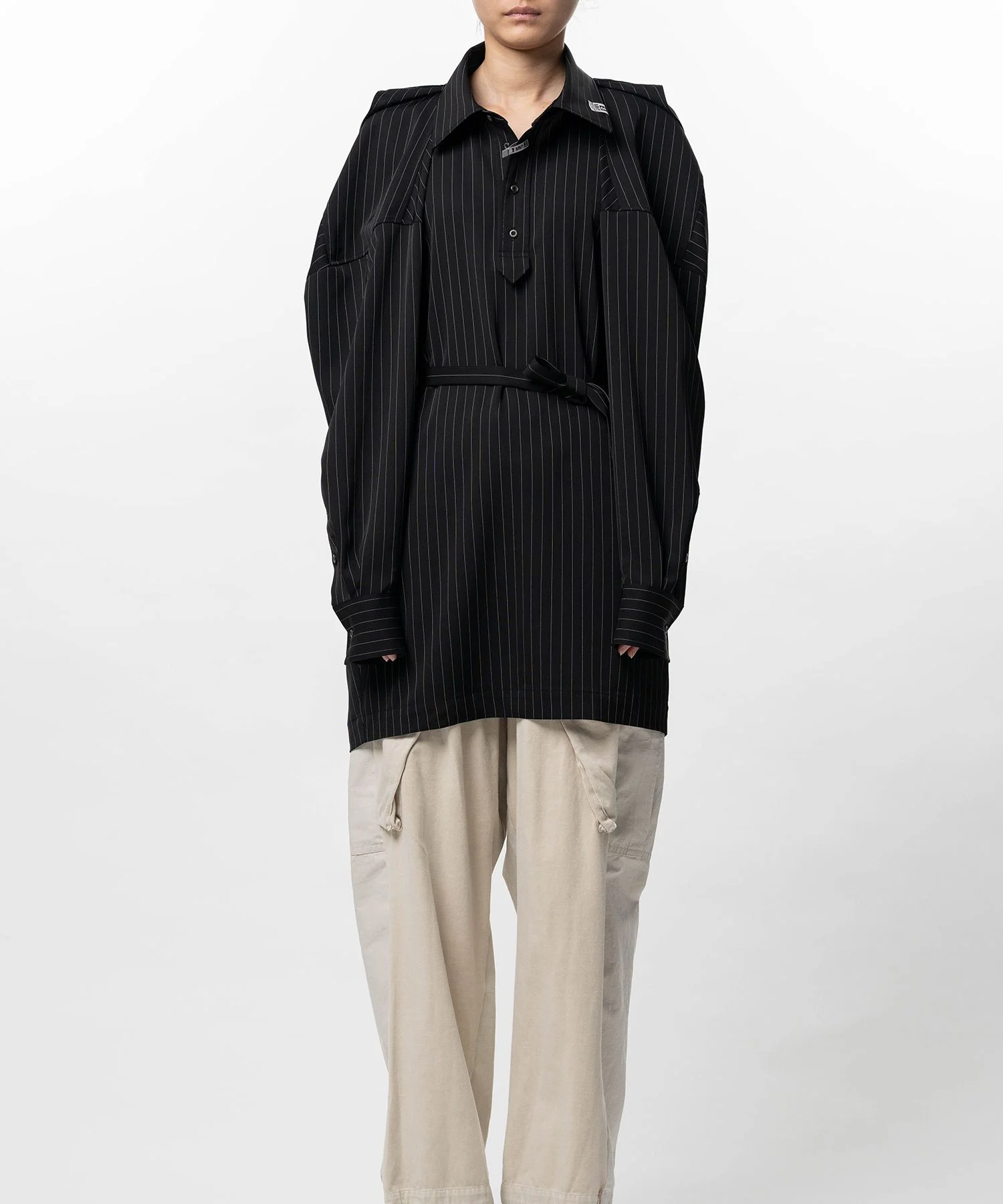 Vest Combined Stripe Shirt Dress - 1