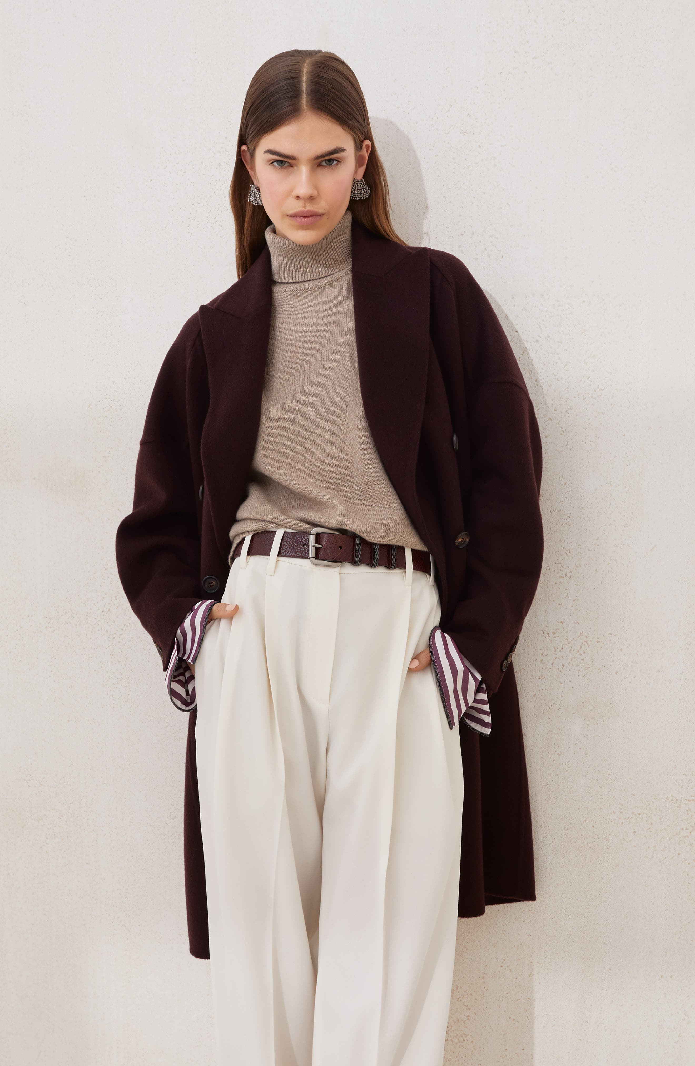 Brunello Cucinelli Handcrafted coat in Burgundy at Nordstrom - 5