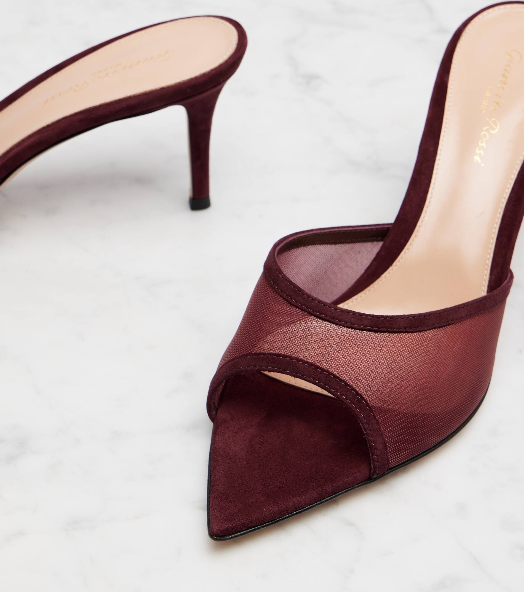 Pointy 70 suede and organza mules - 5