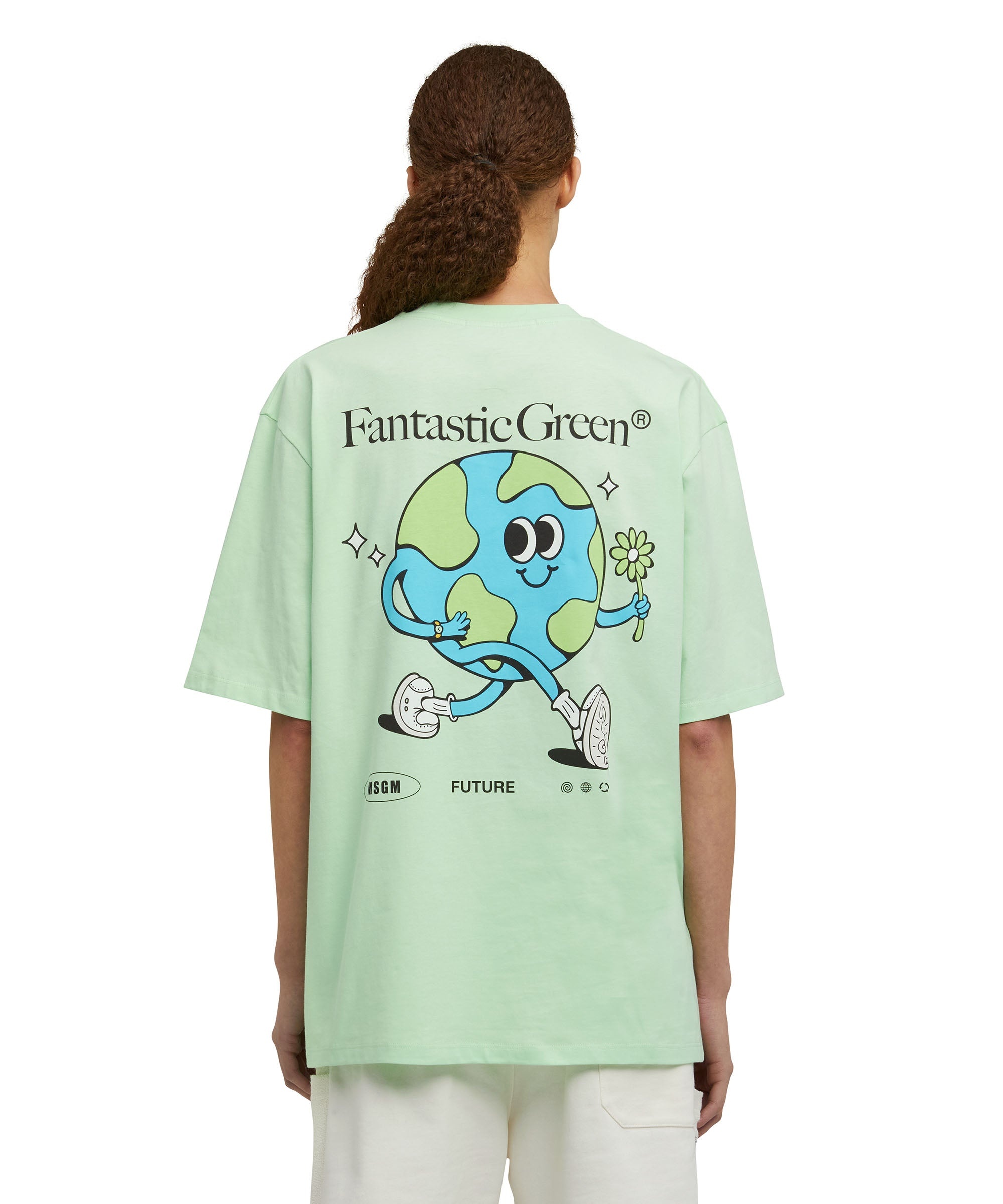 Organic cotton crewneck t-shirt from the MSGM Fantastic Green Capsule - 8