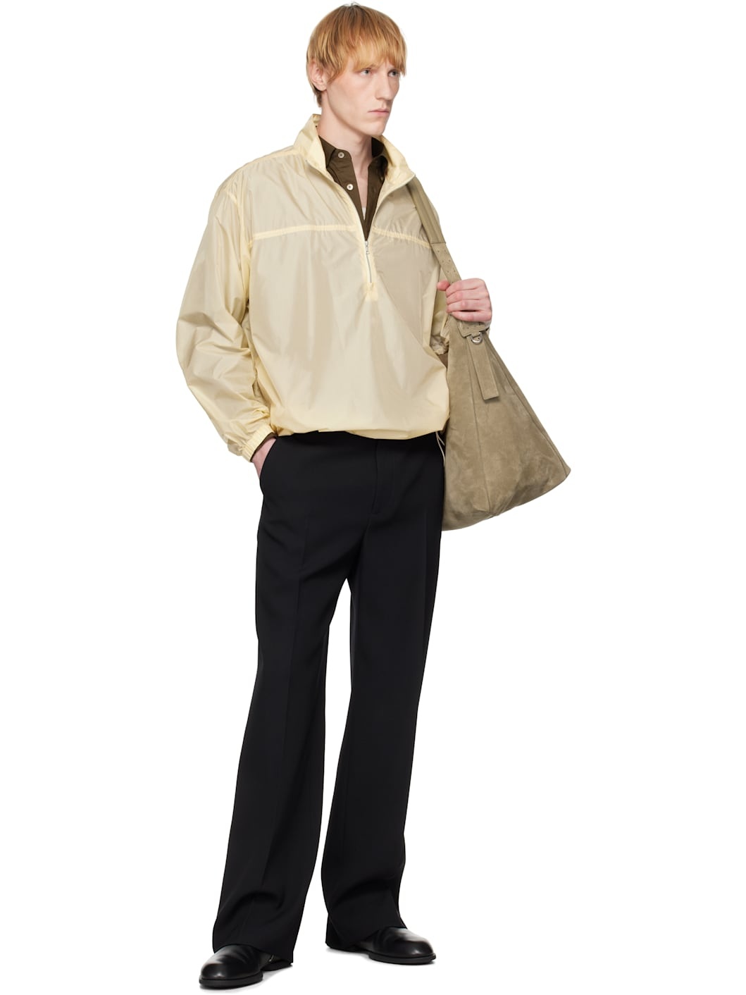 Yellow Light Sheer Nylon Half Zip Jacket - 4