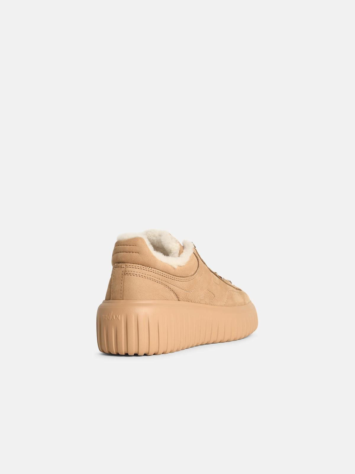 'H-STRIPES' BEIGE LEATHER SNEAKERS - 3
