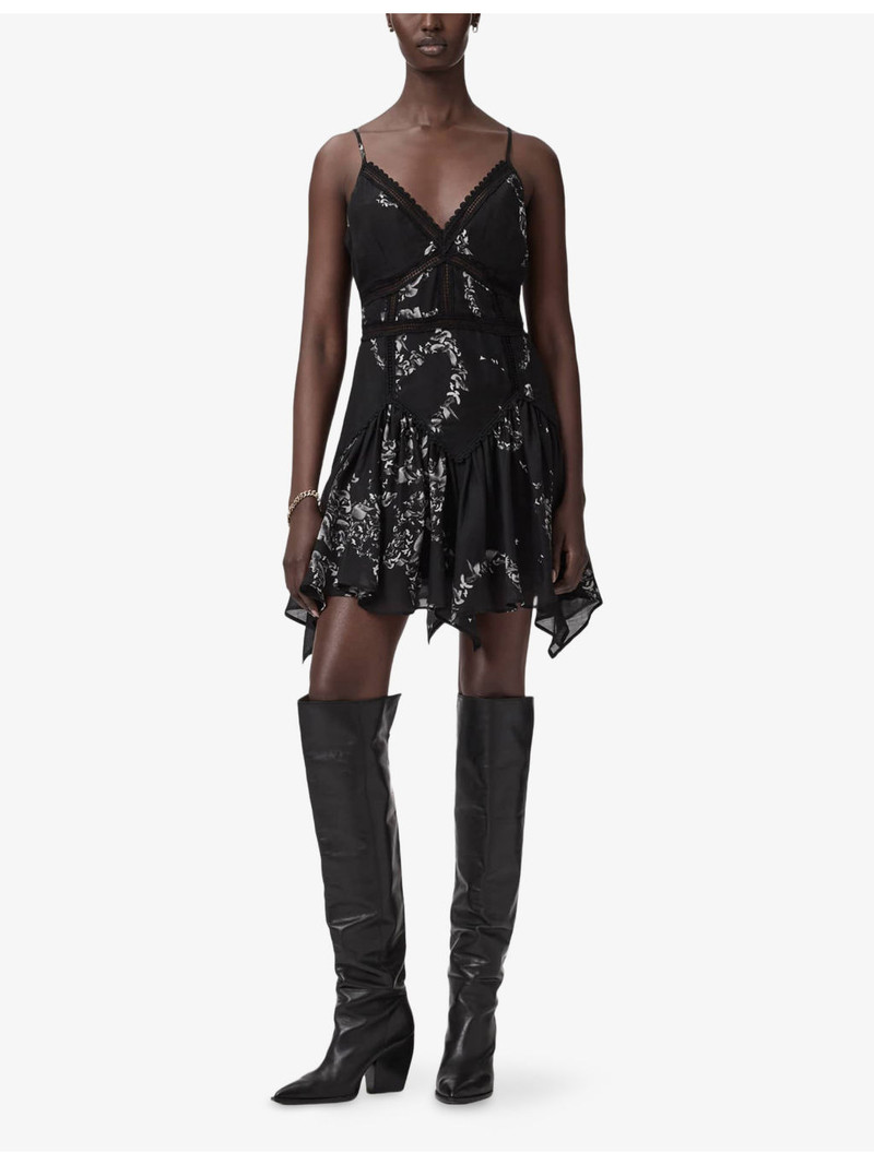 ALLSAINTS Zia Leopard-Print Woven Mini Dress outlook