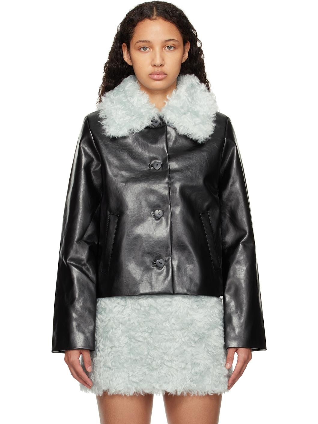 Black Maru Faux-Leather Jacket - 1