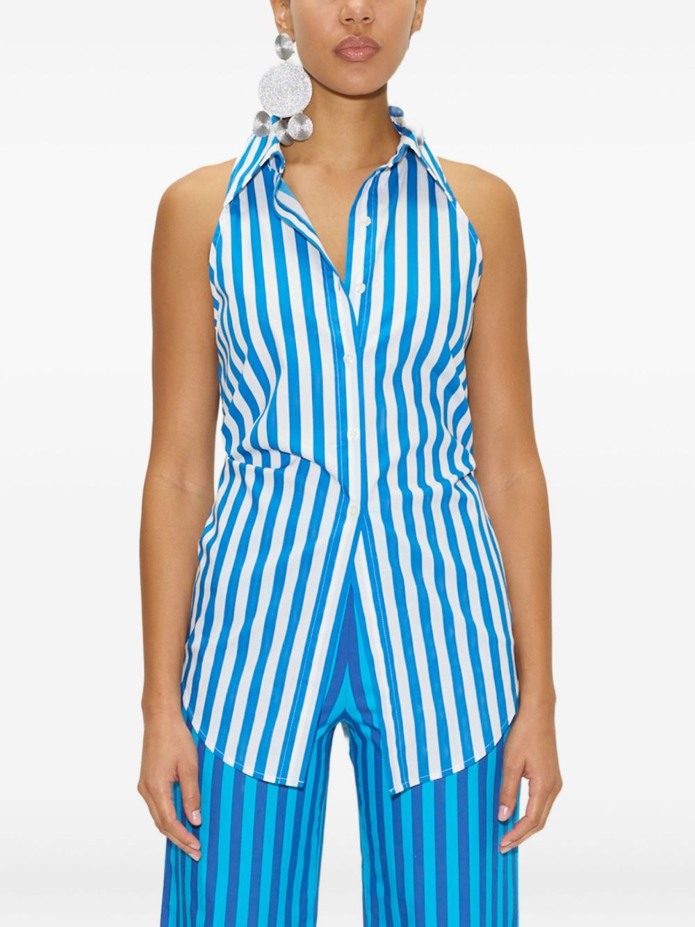 Loch stripe sleeveless shirt - 5