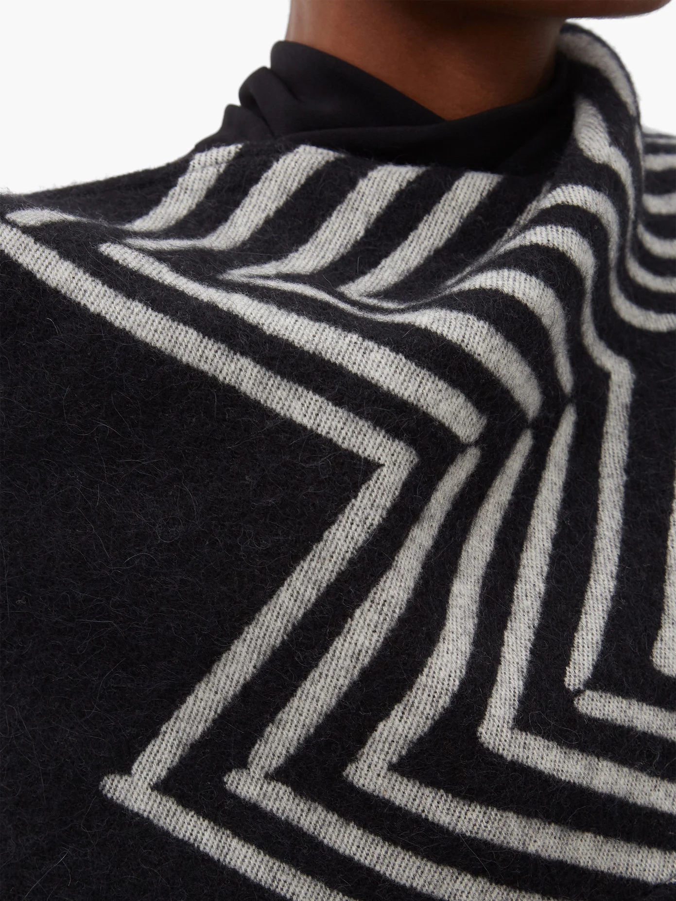 Chevron-jacquard wool-blend hooded scarf - 4