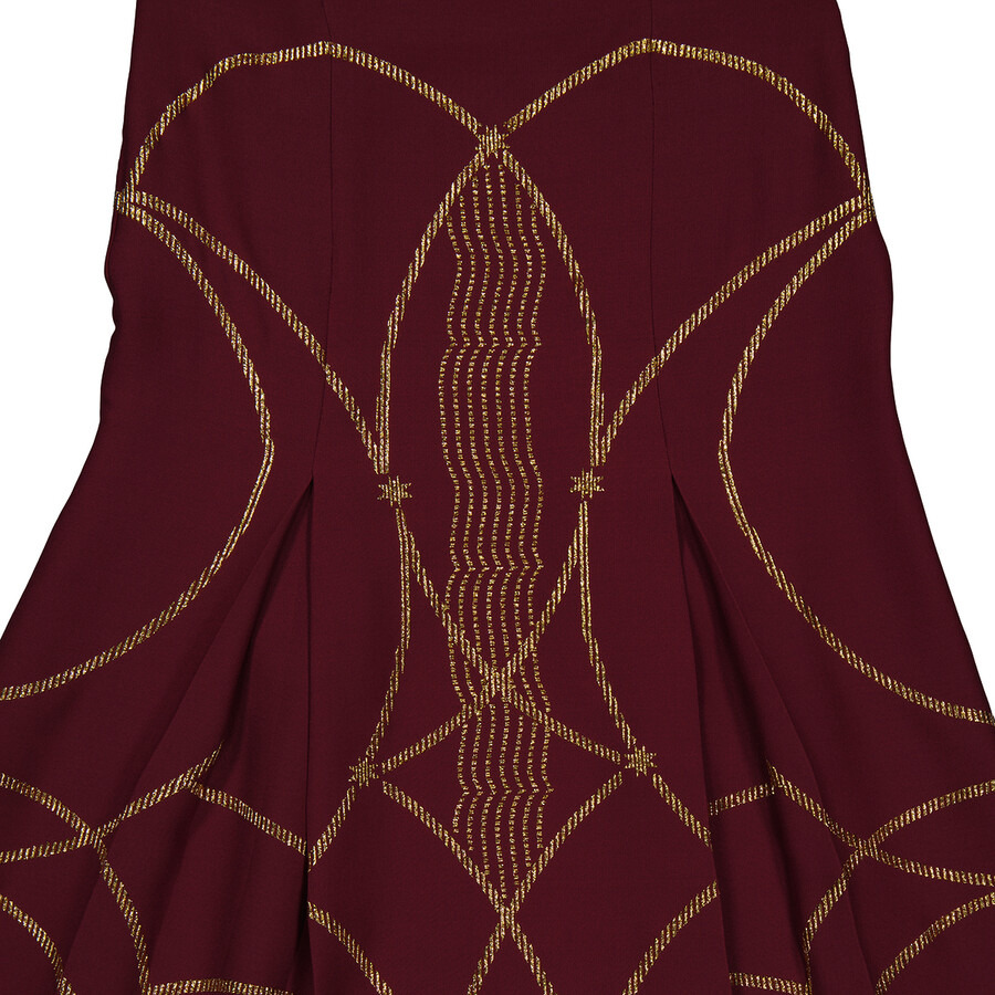 Burberry Ladies Burgundy Lucile Printed Maxi Skirt - 7