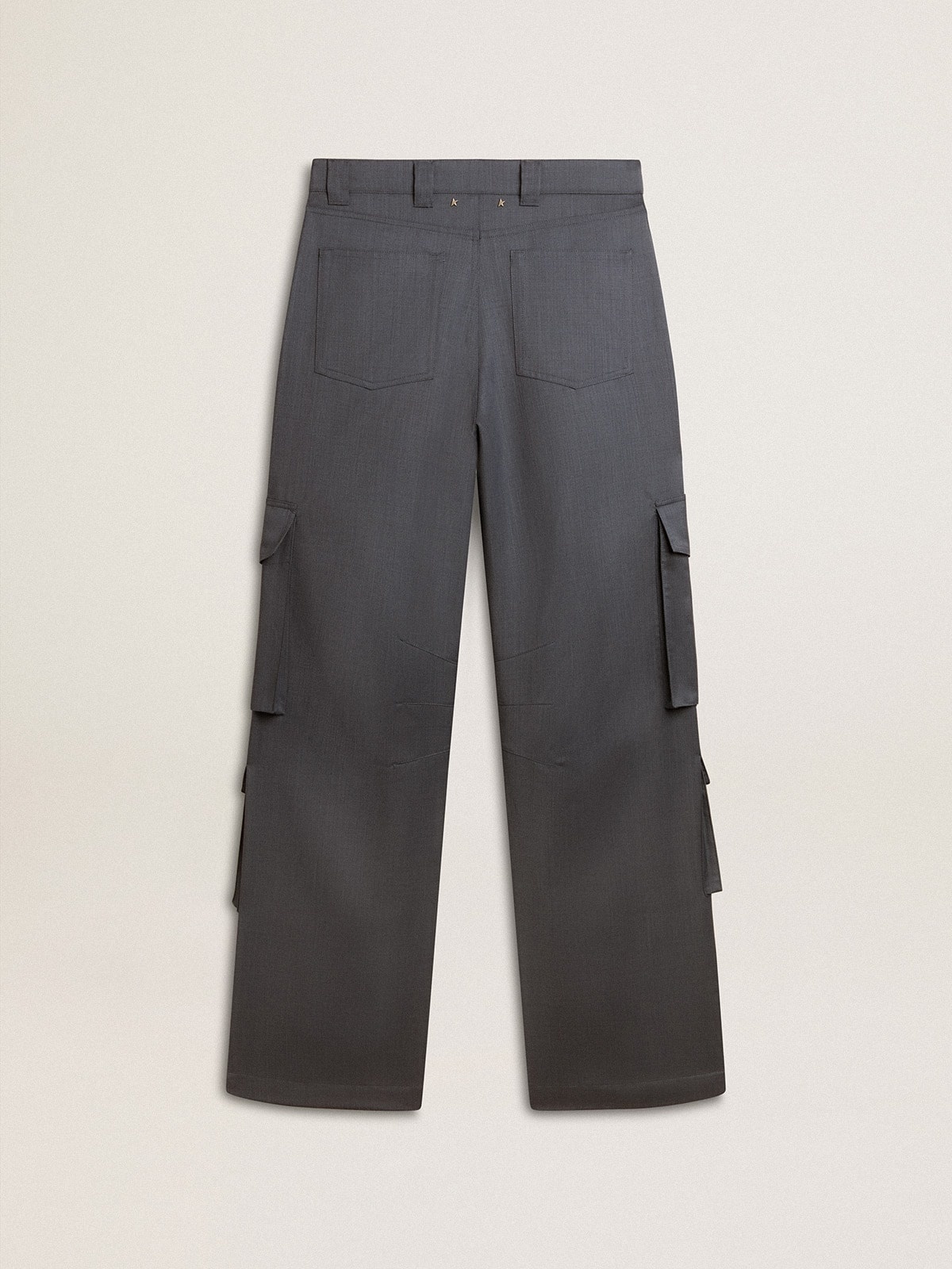 Women's cargo pants in baby blue wool - 6