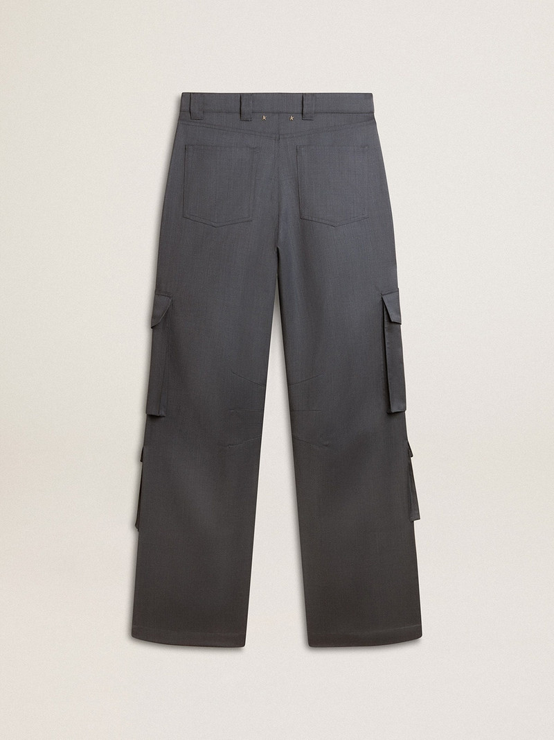 Women's cargo pants in baby blue wool 6