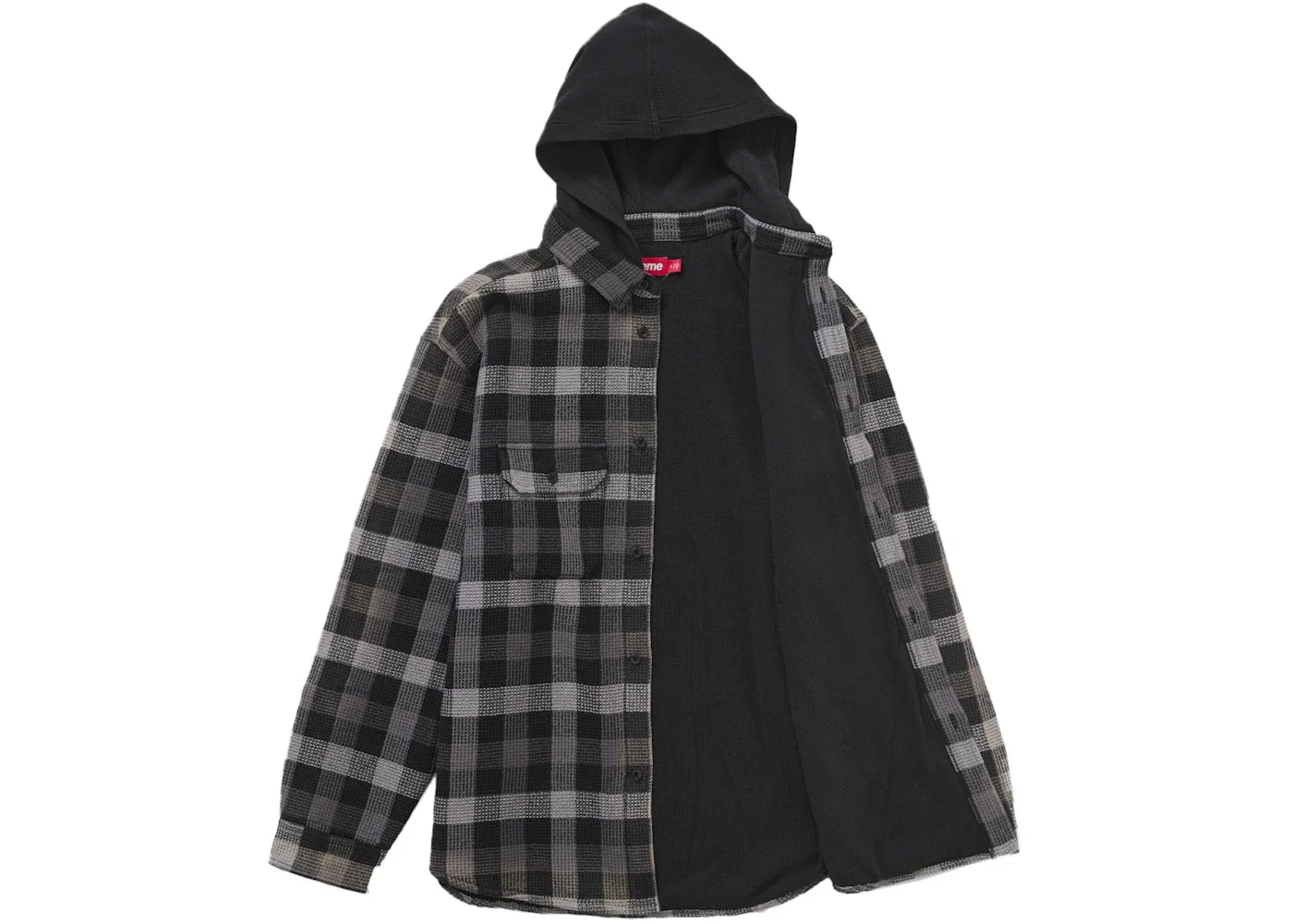 Supreme Supreme Waffle Plaid Hooded Shirt Black - FW21S3 BLACK 