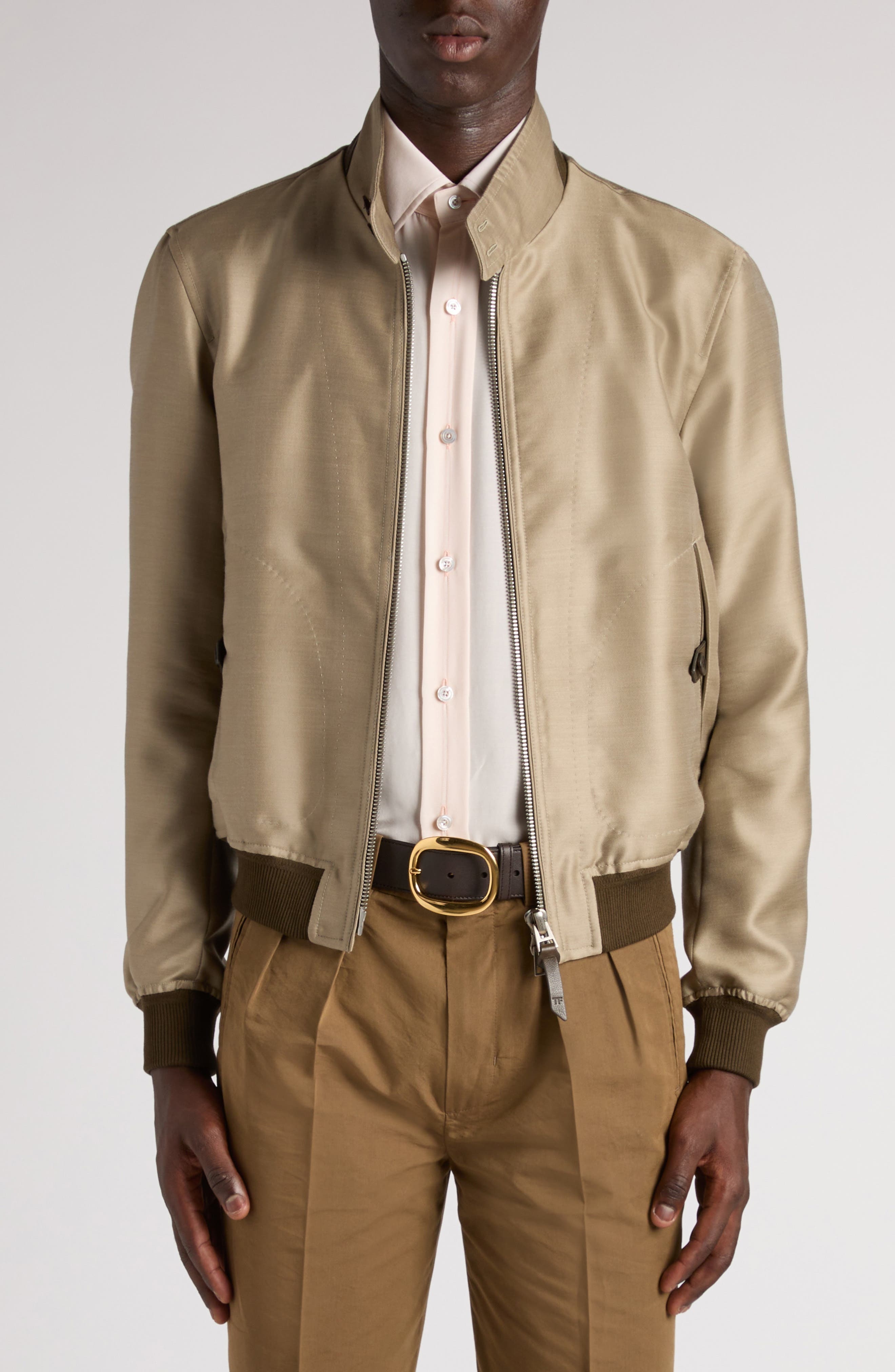 TOM FORD Wool Blend Twill Harrington Jacket in Fg796 Soft Military at Nordstrom - 5