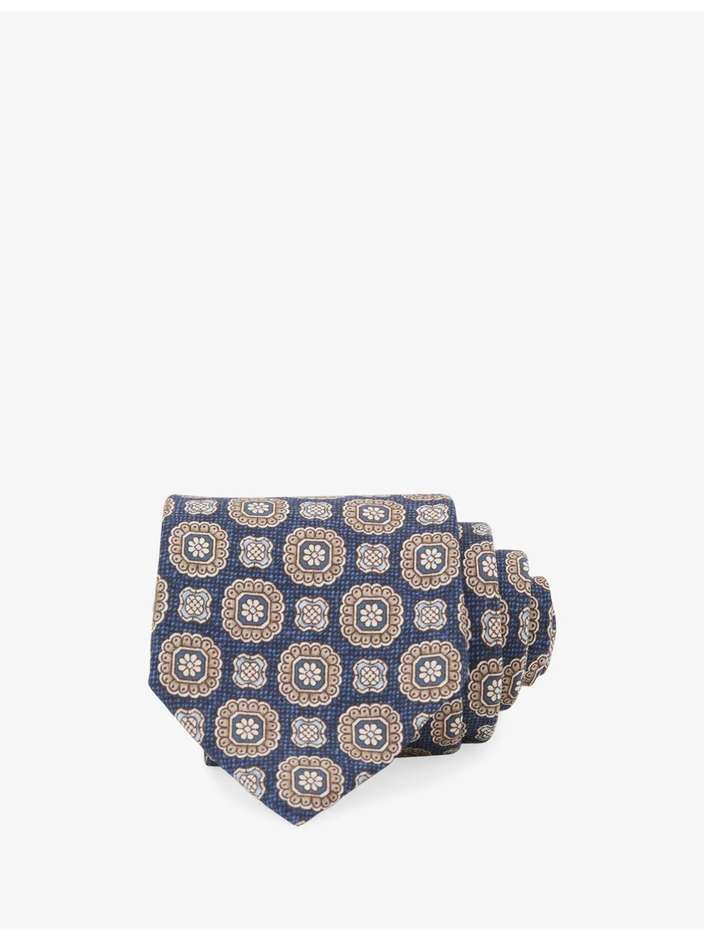 Alessio Floral-Medallion Print Silk Tie - 1