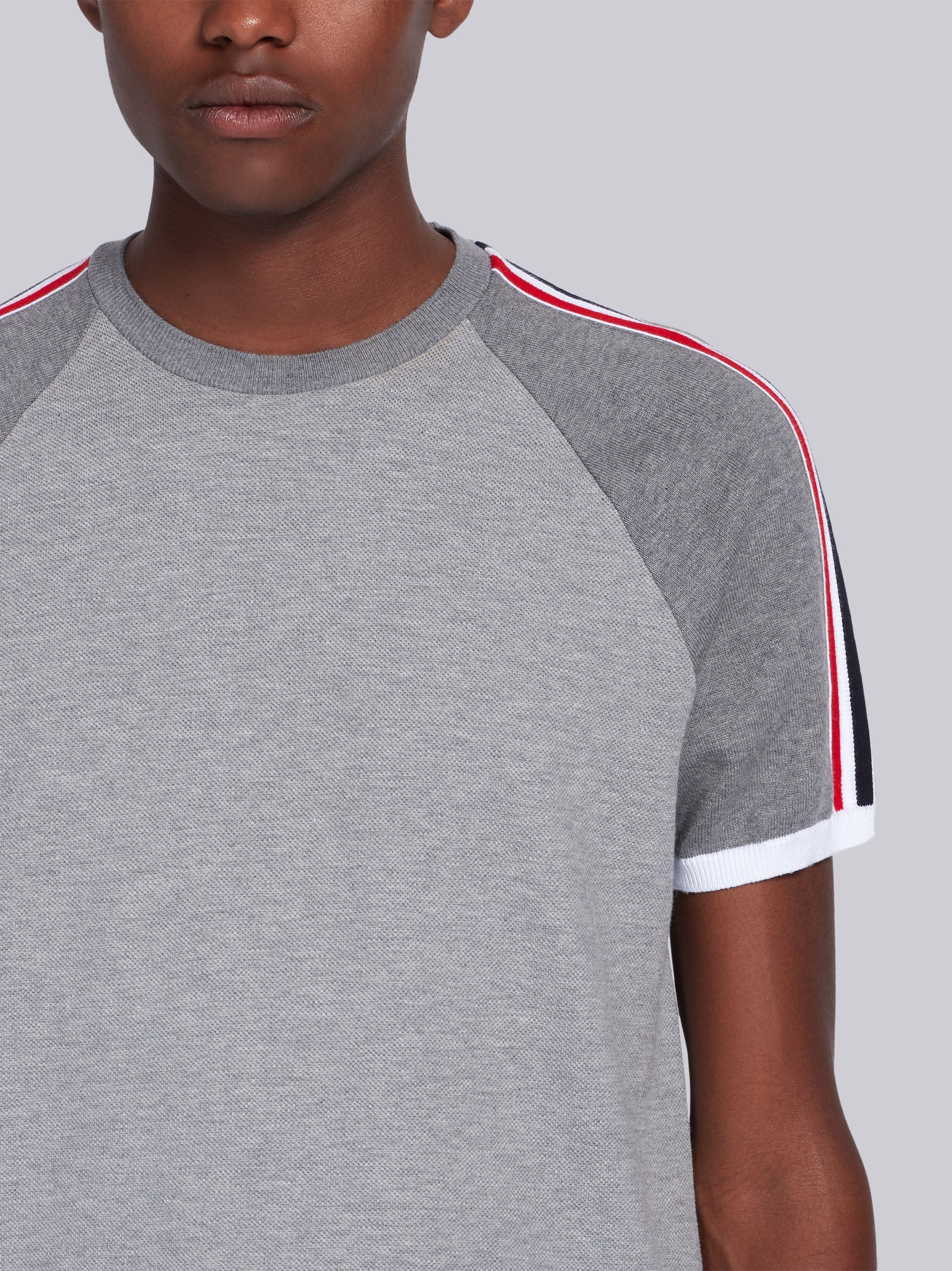 Light Grey Classic Pique RWB Detailing T-shirt - 5