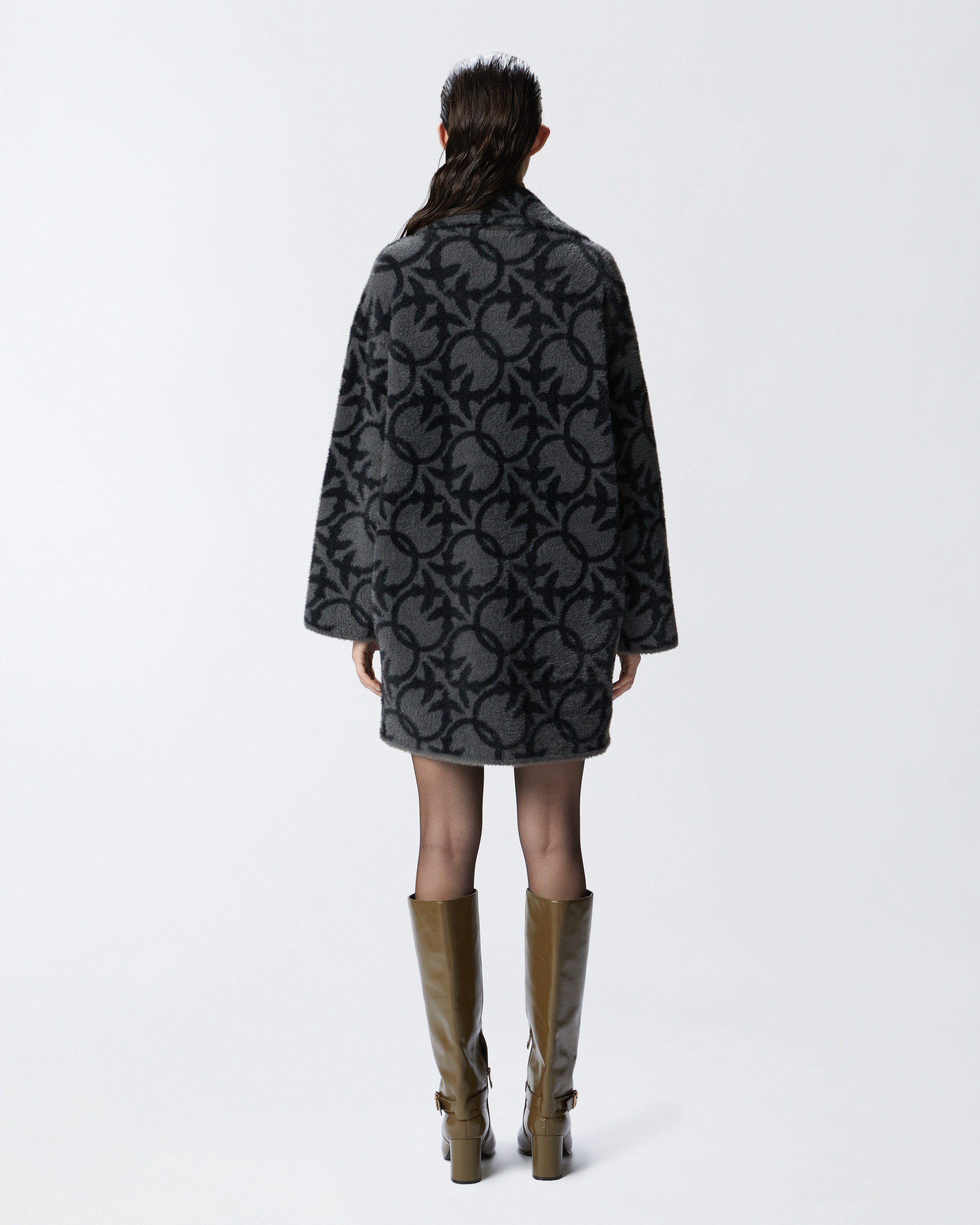 SHORT FAUX FUR COAT WITH LOGO - 4