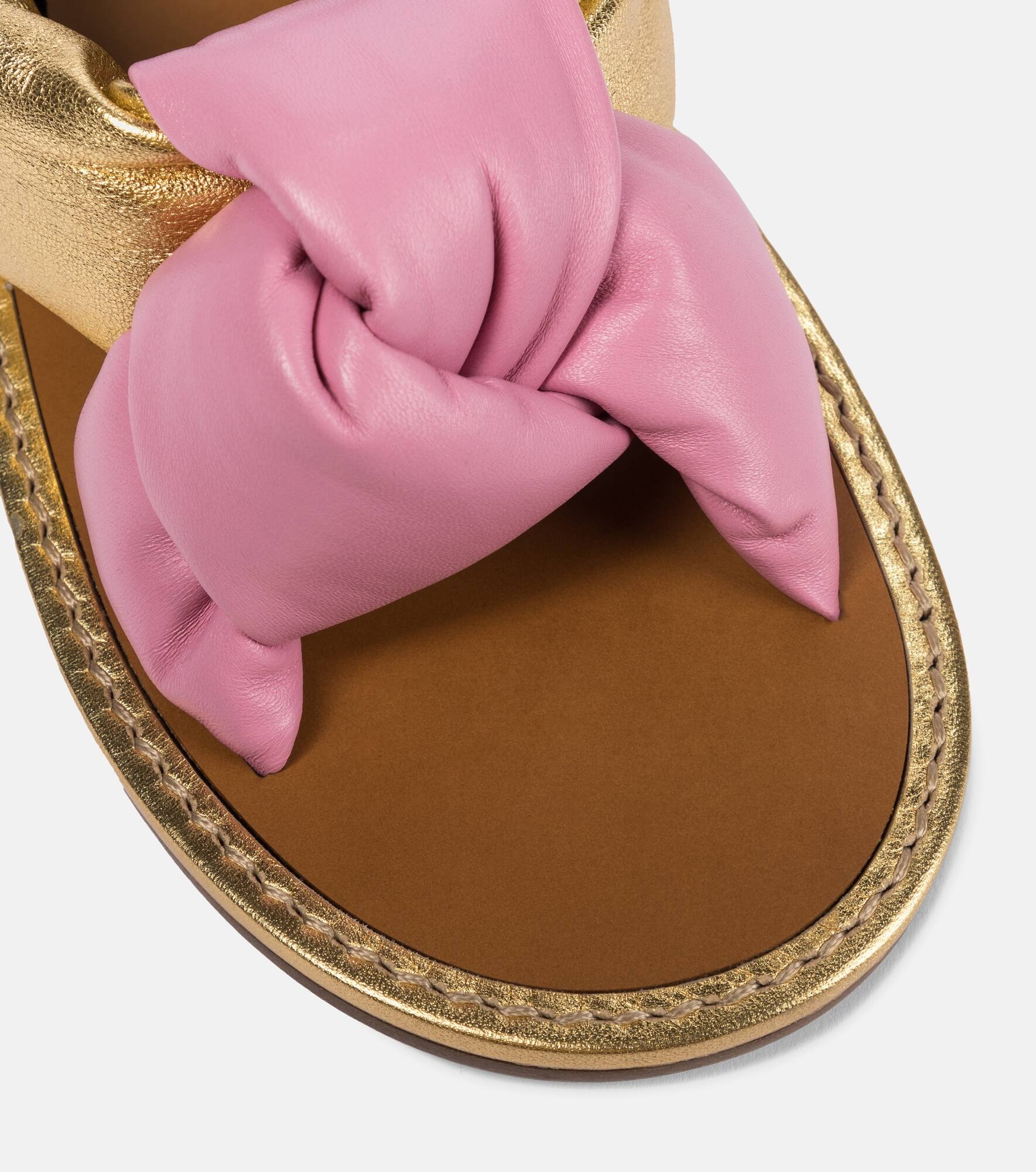 Metallic leather slingback sandals - 6