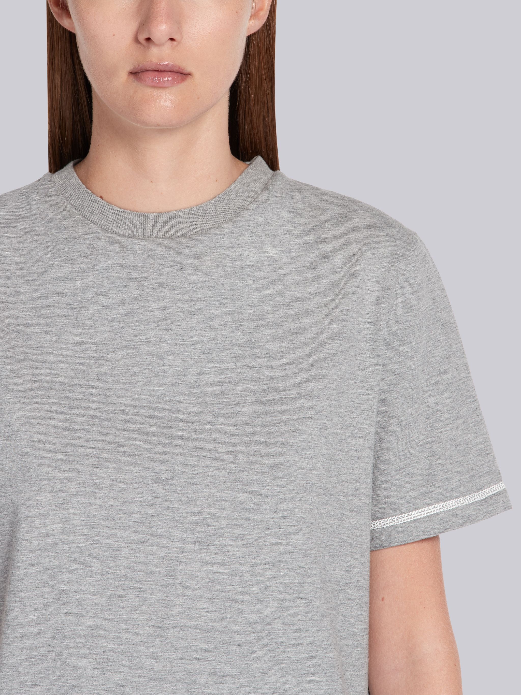 Light Grey Medium Weight Jersey Contrast Stitch Short Sleeve Tee - 5