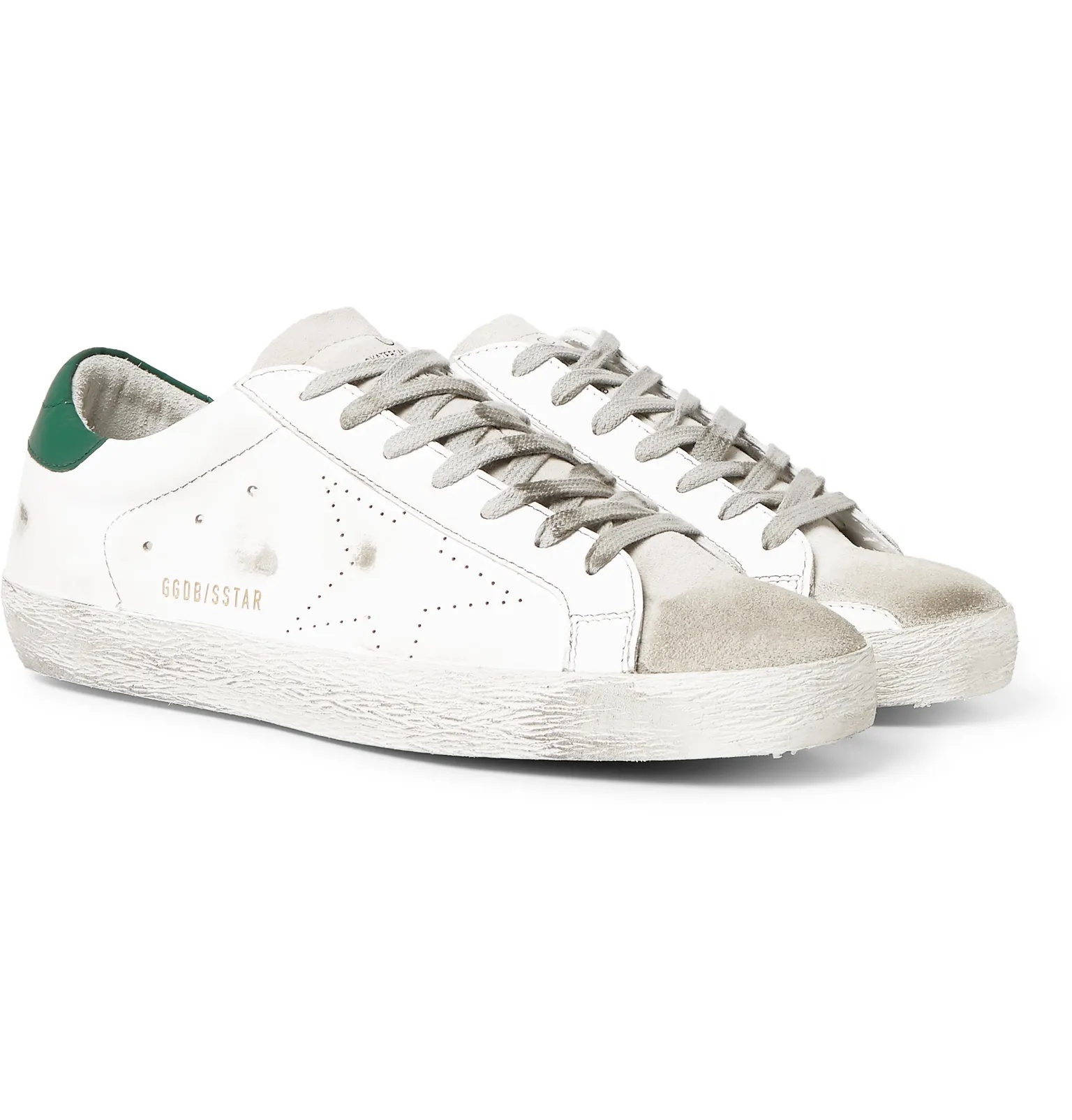 Superstar Distressed Leather and Suede Sneakers - 2