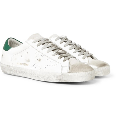 Golden Goose Superstar Distressed Leather and Suede Sneakers outlook