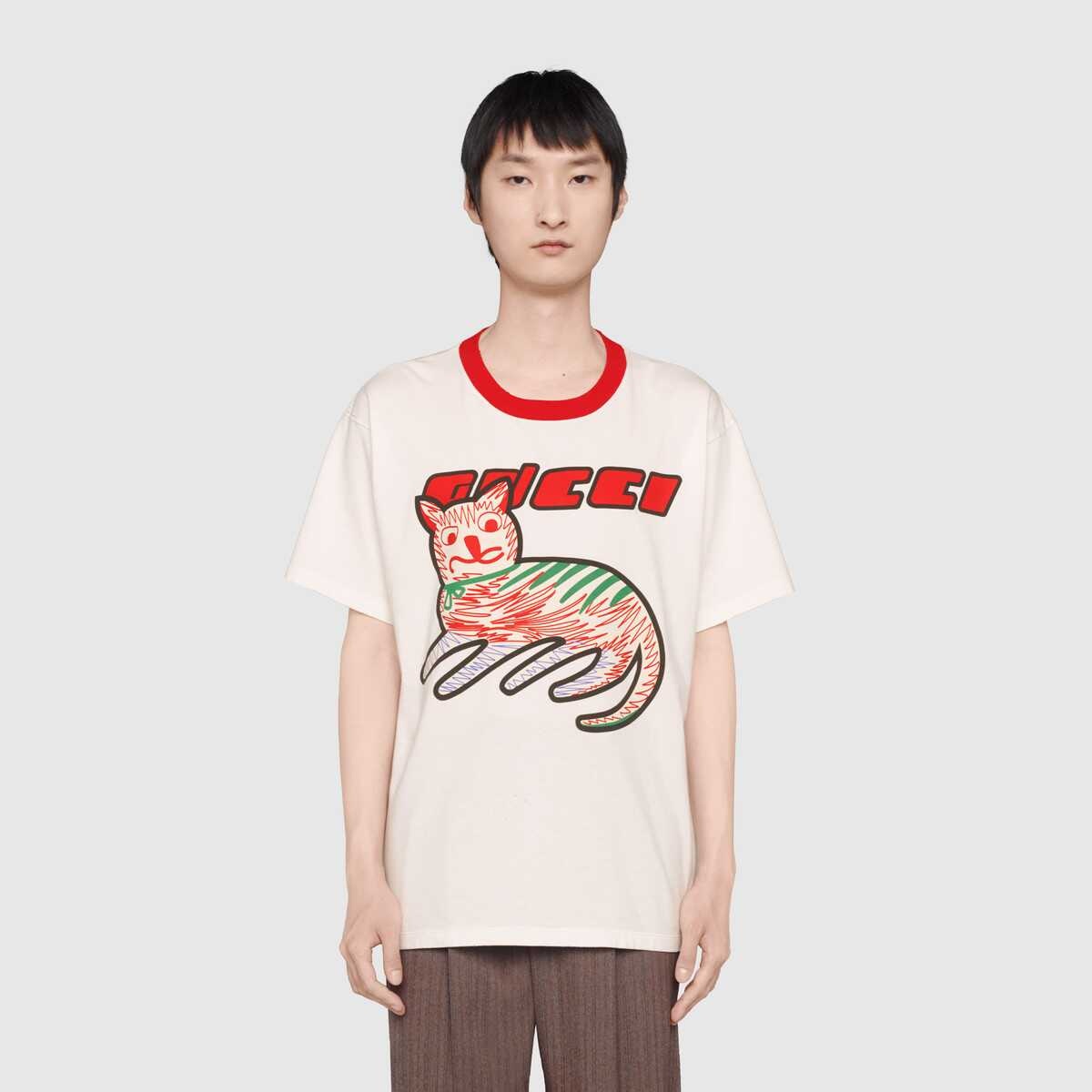 Gucci cat print oversize T-shirt - 3