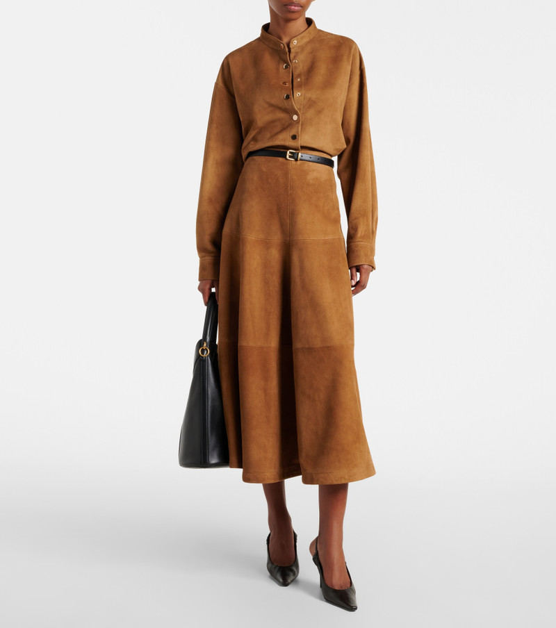 NOUR HAMMOUR Opera suede maxi skirt outlook