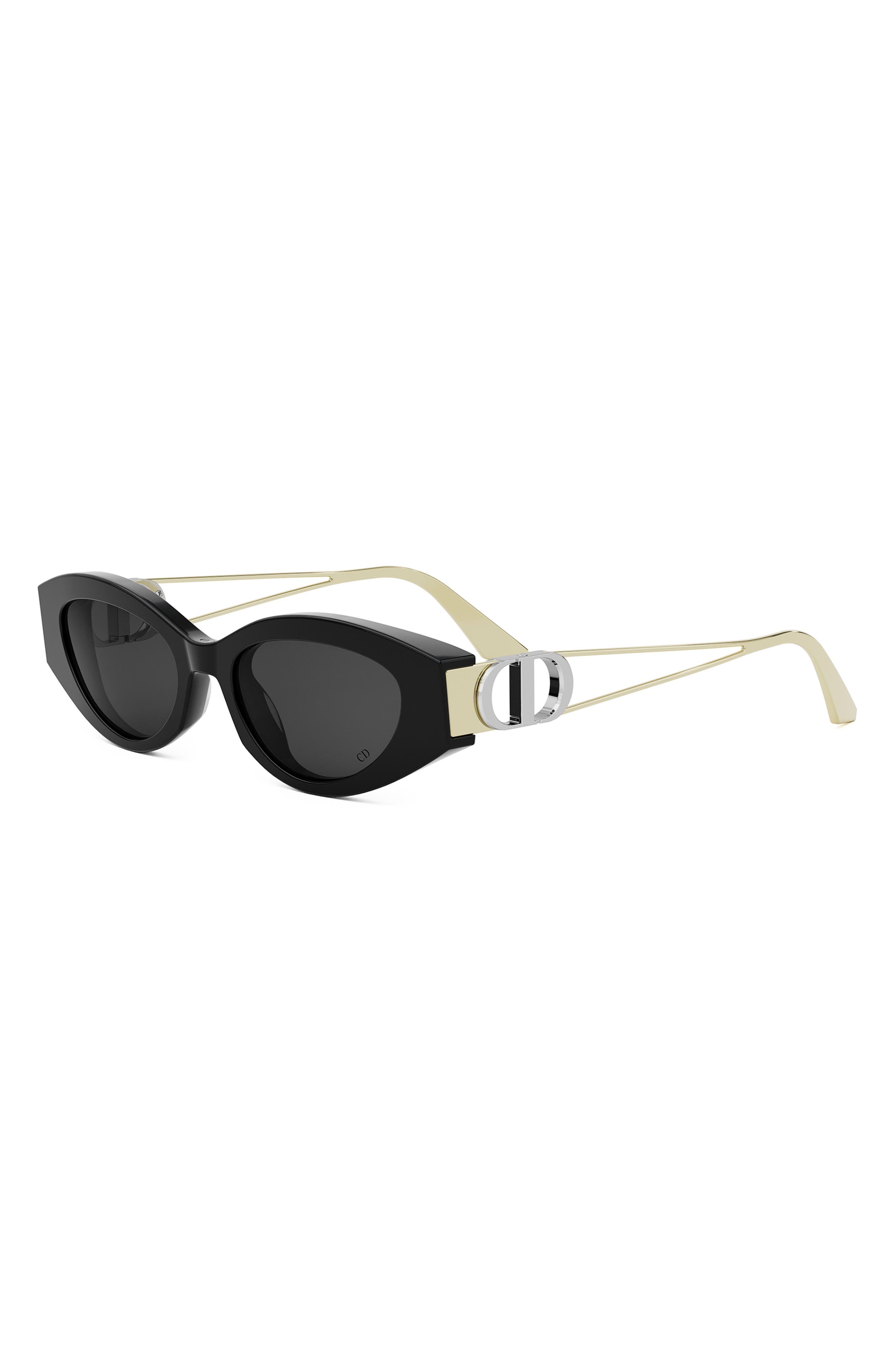 DIOR 30Montaigne B6I 51mm Oval Sunglasses in Shiny Black /Smoke at Nordstrom - 2