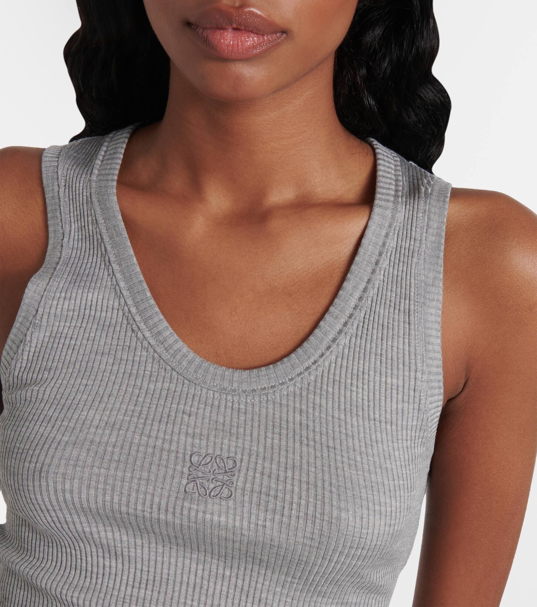 Anagram ribbed-knit silk tank top - 4