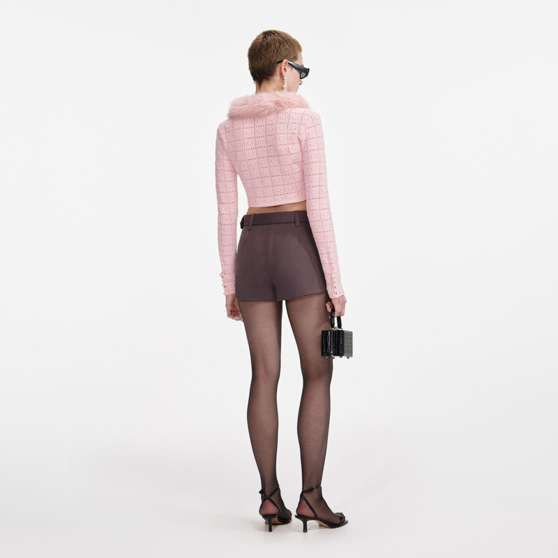 self-portrait Pink Fur Collar Cardigan outlook