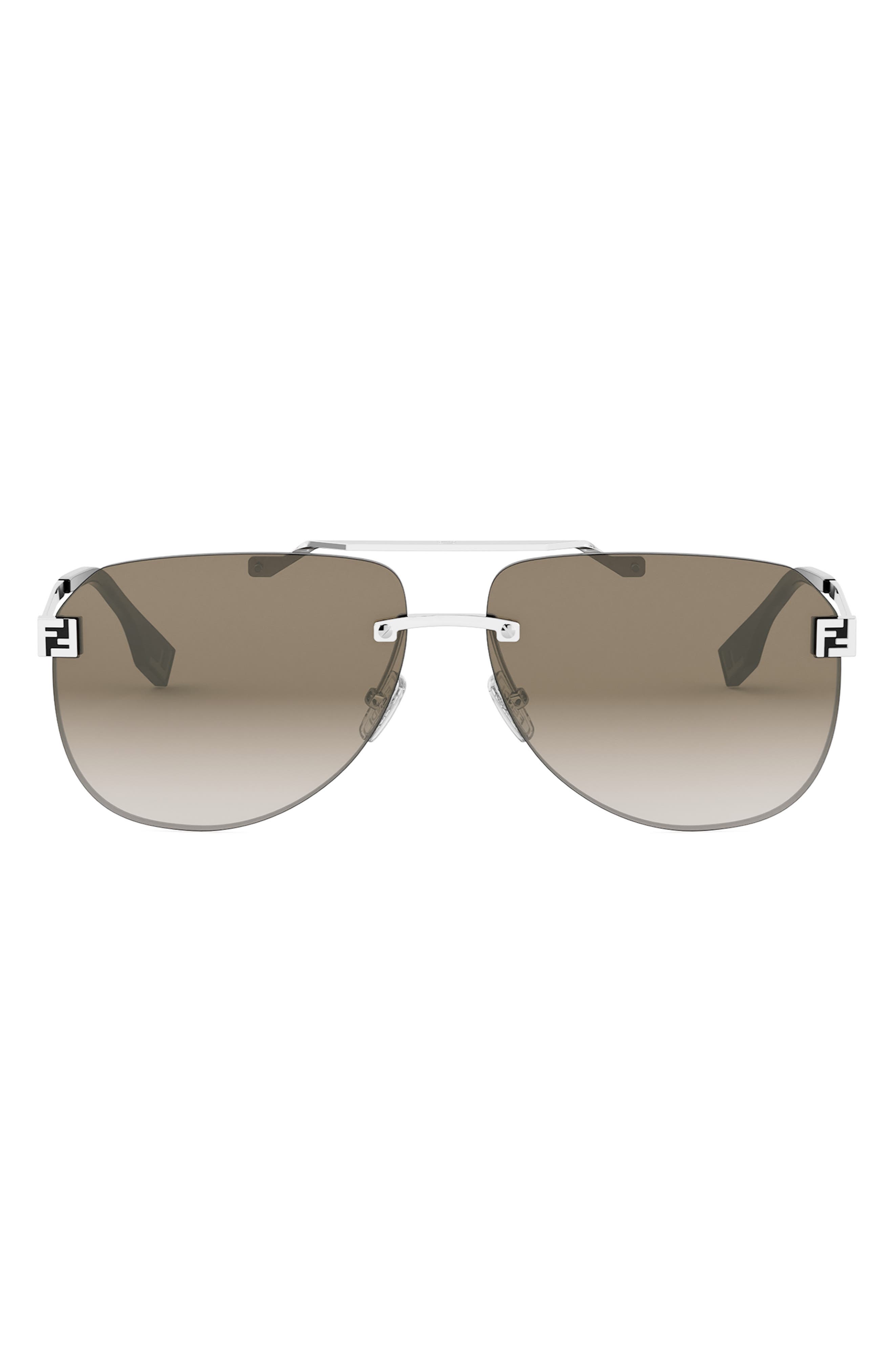 'Fendi Sky 61mm Pilot Sunglasses in Shiny Palladium /Brown at Nordstrom - 1